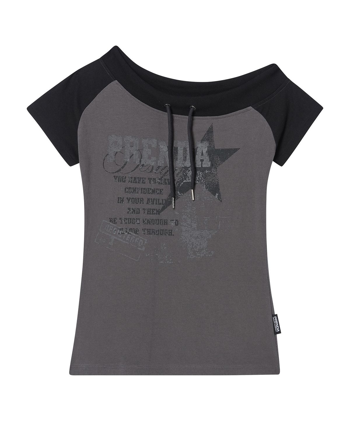 프렌다(PRENDA) STRING OFF SHOULDER SHORT SLEEVE BLACK
