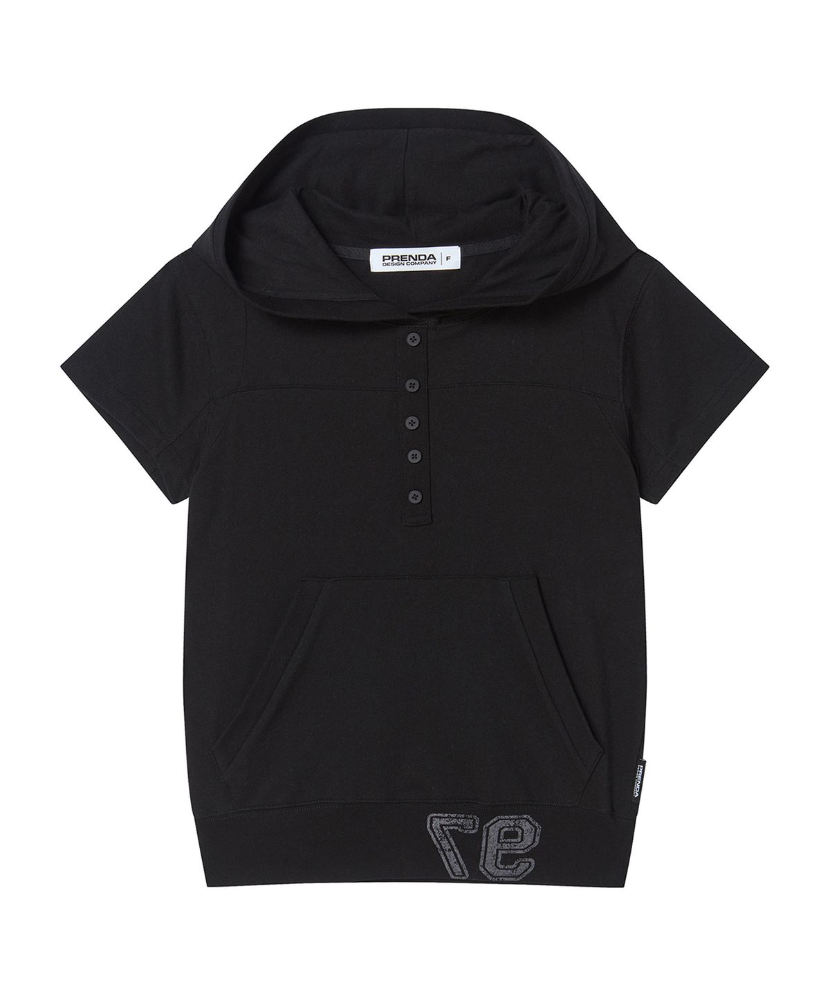 프렌다(PRENDA) BUTTON UP INCISIONAL HOODIE BLACK