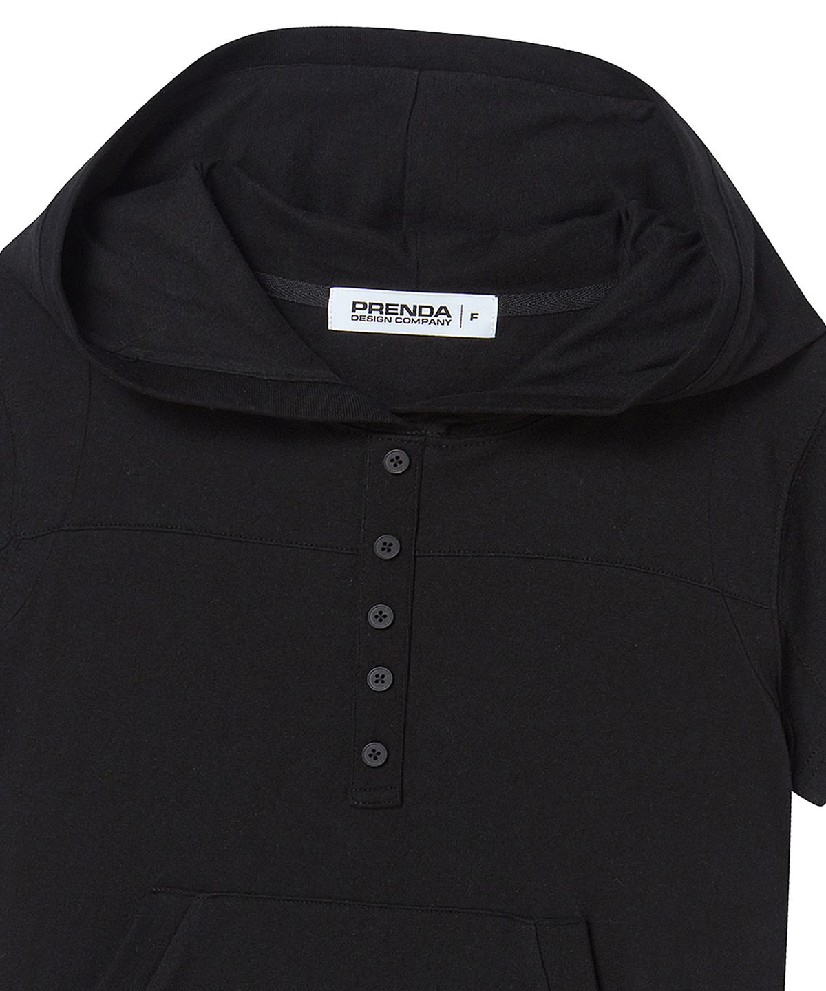 프렌다(PRENDA) BUTTON UP INCISIONAL HOODIE BLACK