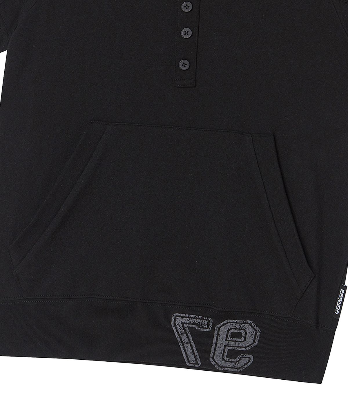 프렌다(PRENDA) BUTTON UP INCISIONAL HOODIE BLACK