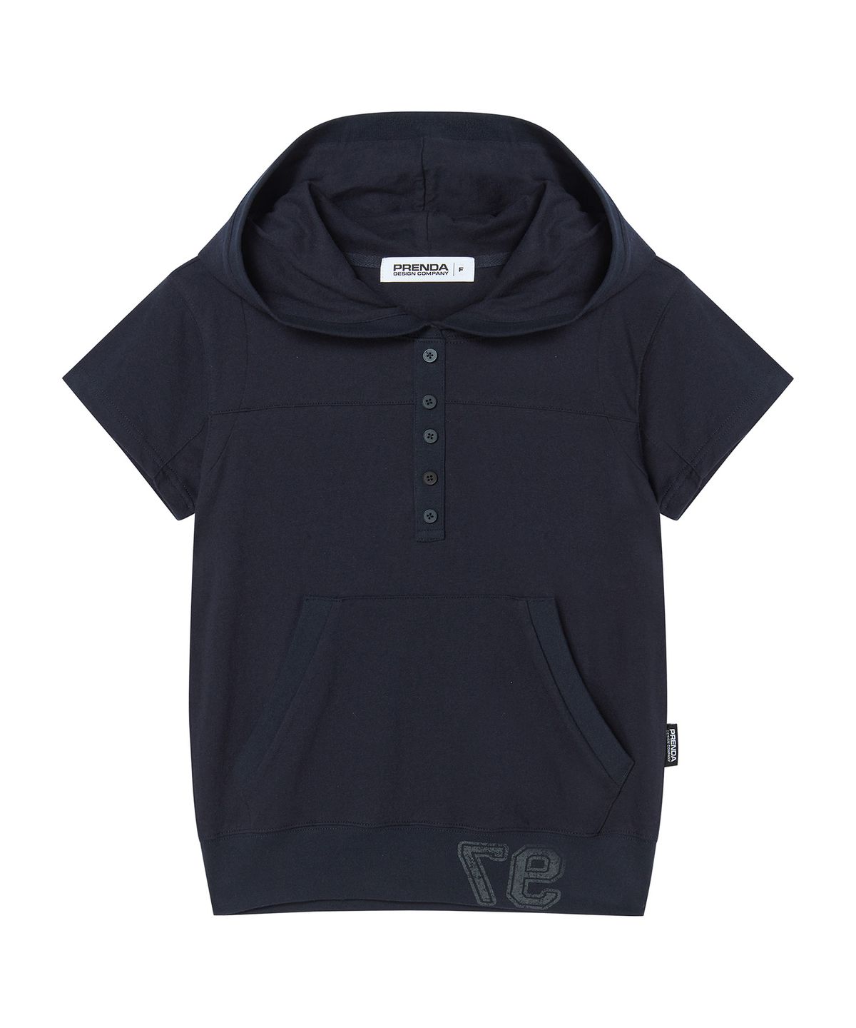 프렌다(PRENDA) BUTTON UP INCISIONAL HOODIE NAVY