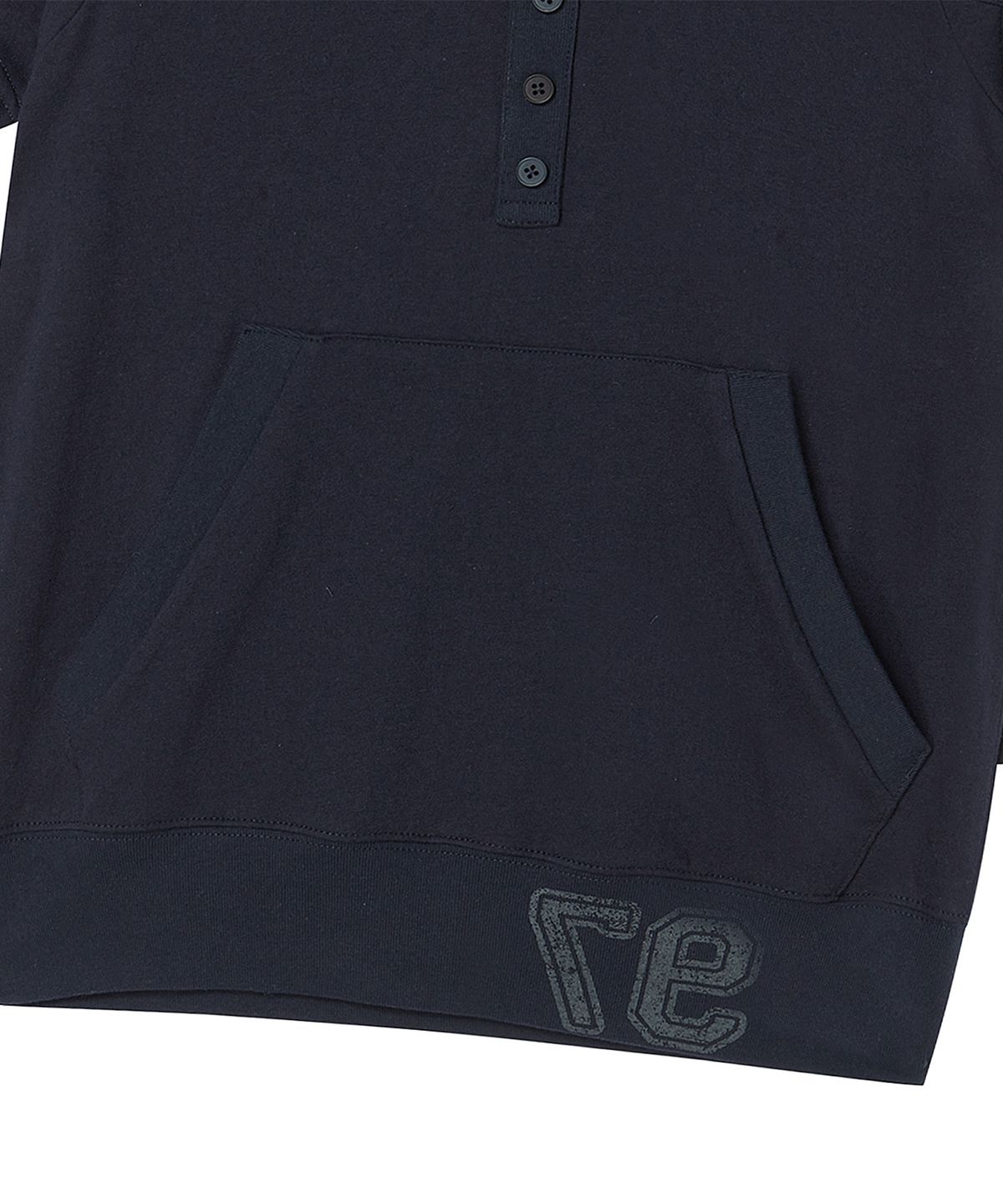 프렌다(PRENDA) BUTTON UP INCISIONAL HOODIE NAVY