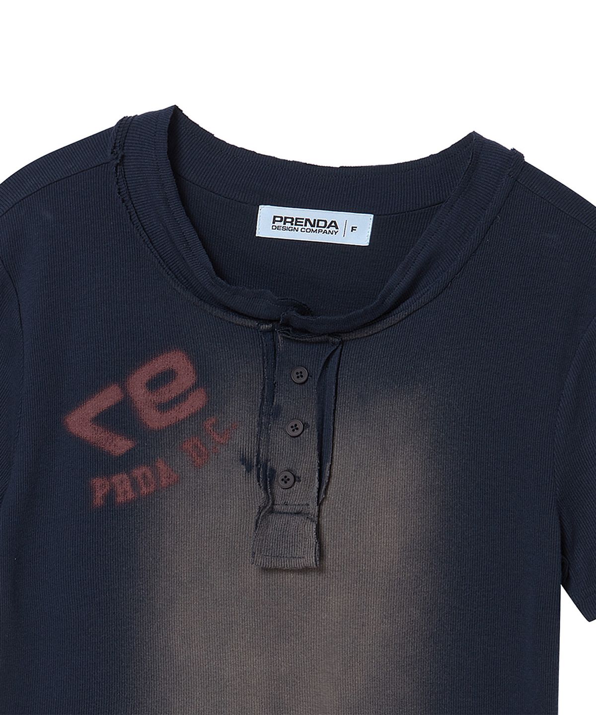 프렌다(PRENDA) HENRY NECK 97 LOGO SHORT SLEEVE NAVY