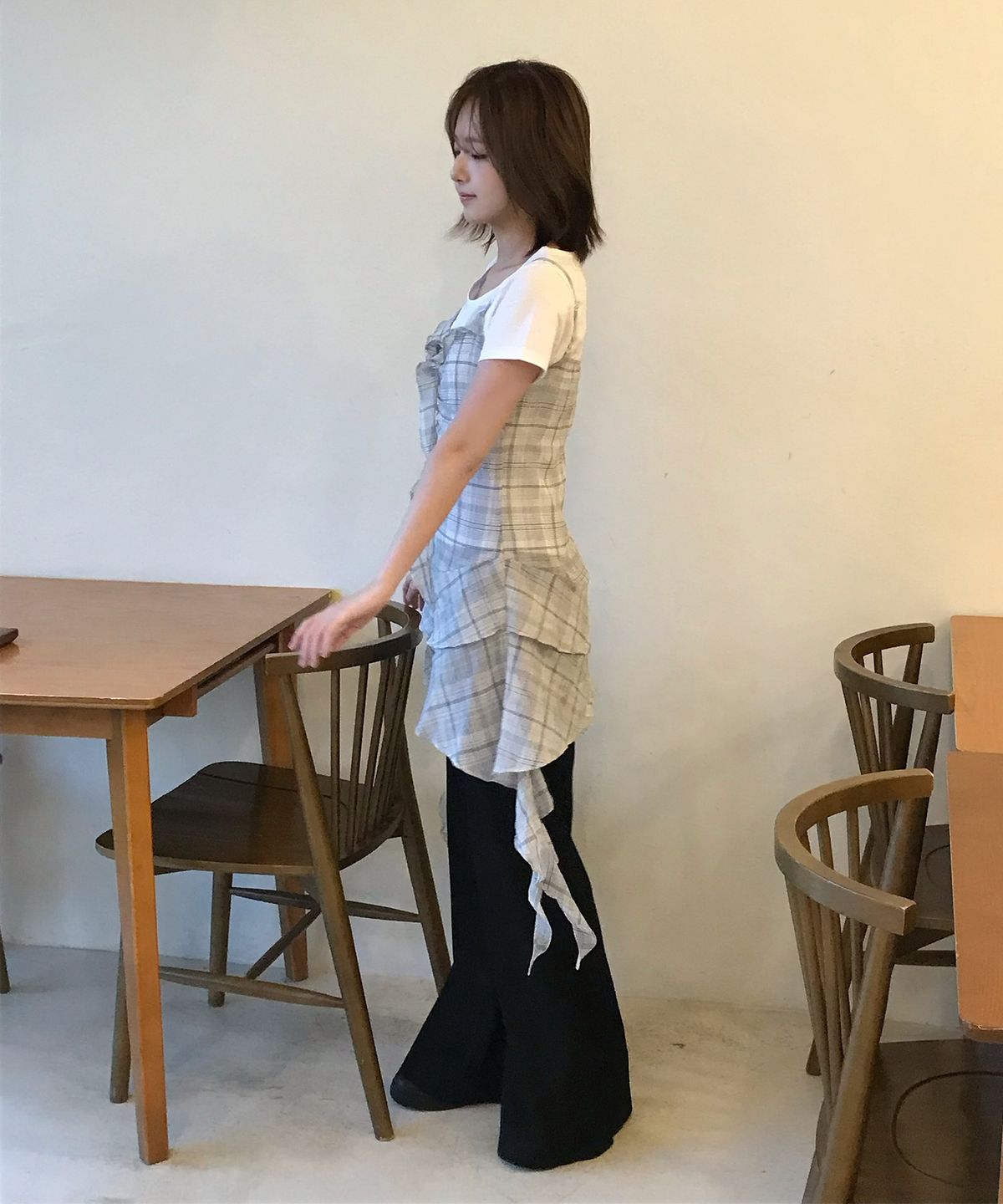 미쏘(MIXXO) 시스루 체크 레이어드 원피스_MIWOWG501G