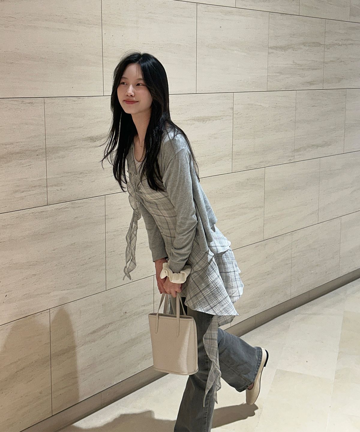 미쏘(MIXXO) 시스루 체크 레이어드 원피스_MIWOWG501G