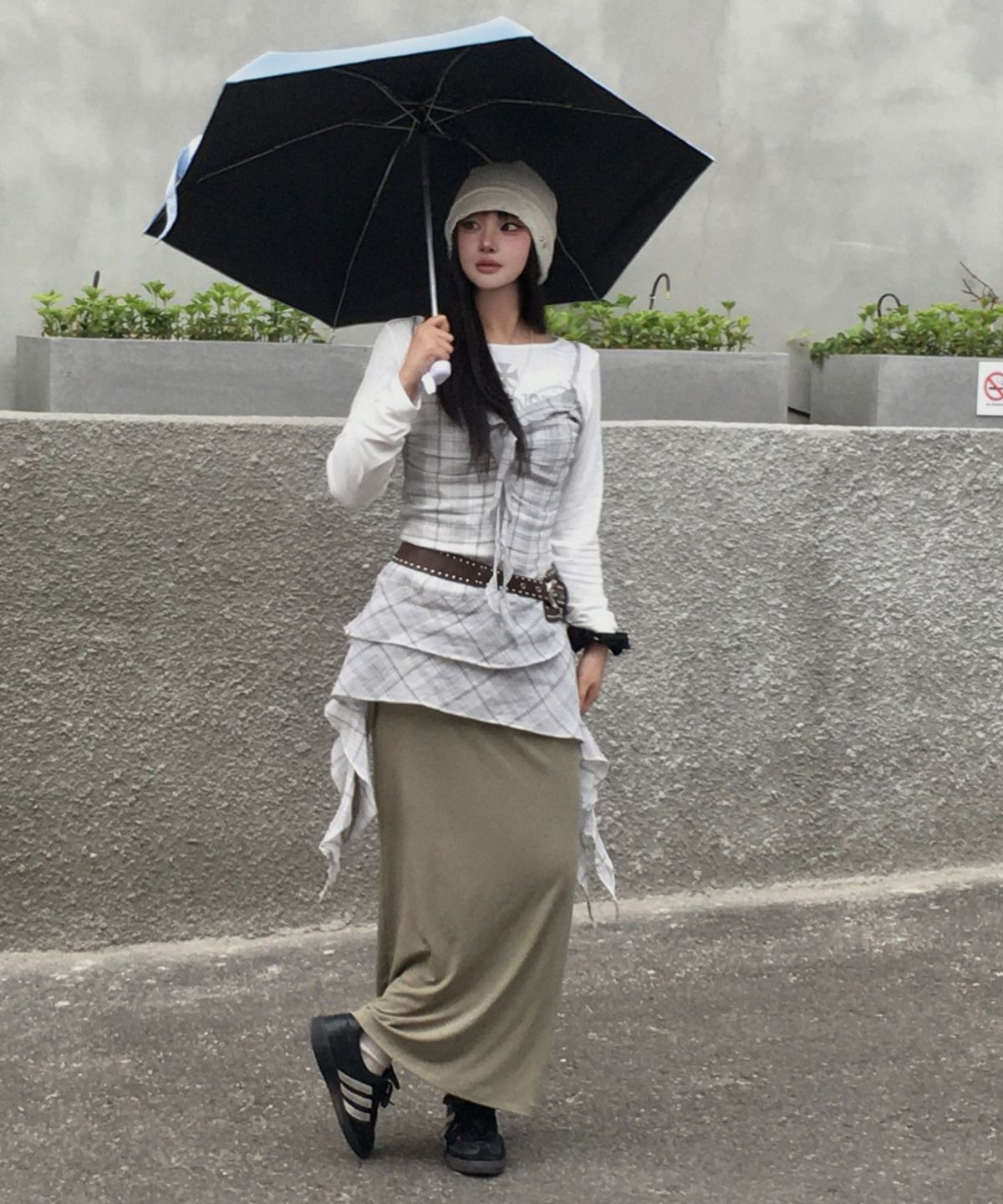 미쏘(MIXXO) 시스루 체크 레이어드 원피스_MIWOWG501G