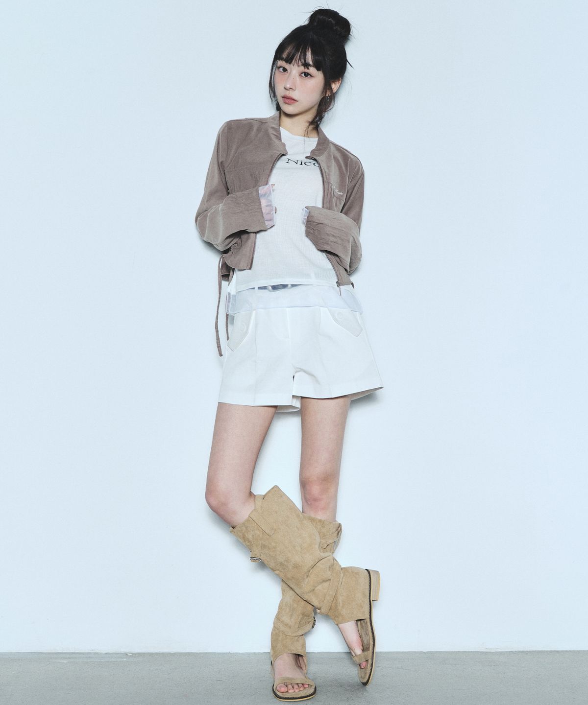 닉앤니콜(NICK&NICOLE) SUEDE STRING JACKET_BEIGE