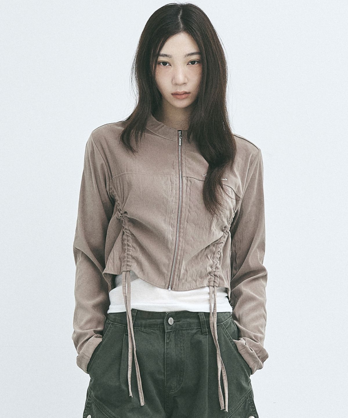 닉앤니콜(NICK&NICOLE) SUEDE STRING JACKET_BEIGE
