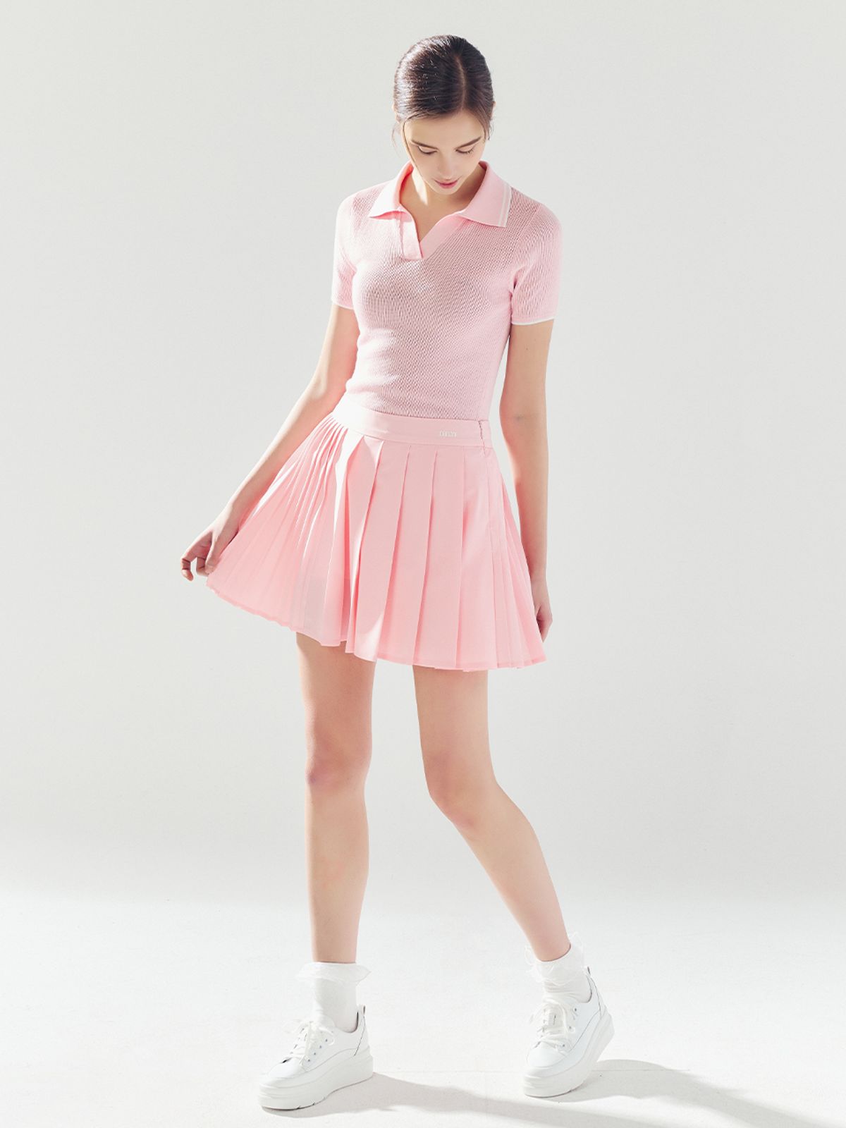 로드로아르(LORDLOAR) 언발 플리츠 스커트 L/PINK