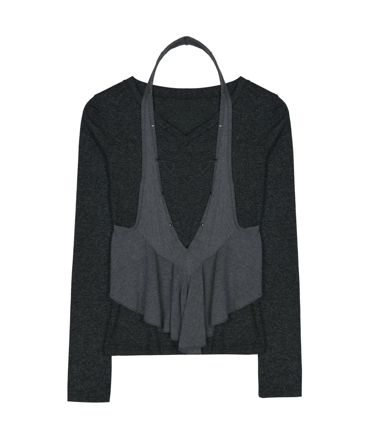 닉앤니콜(NICK&NICOLE) HALTER LAYERED TOP_CHARCOAL