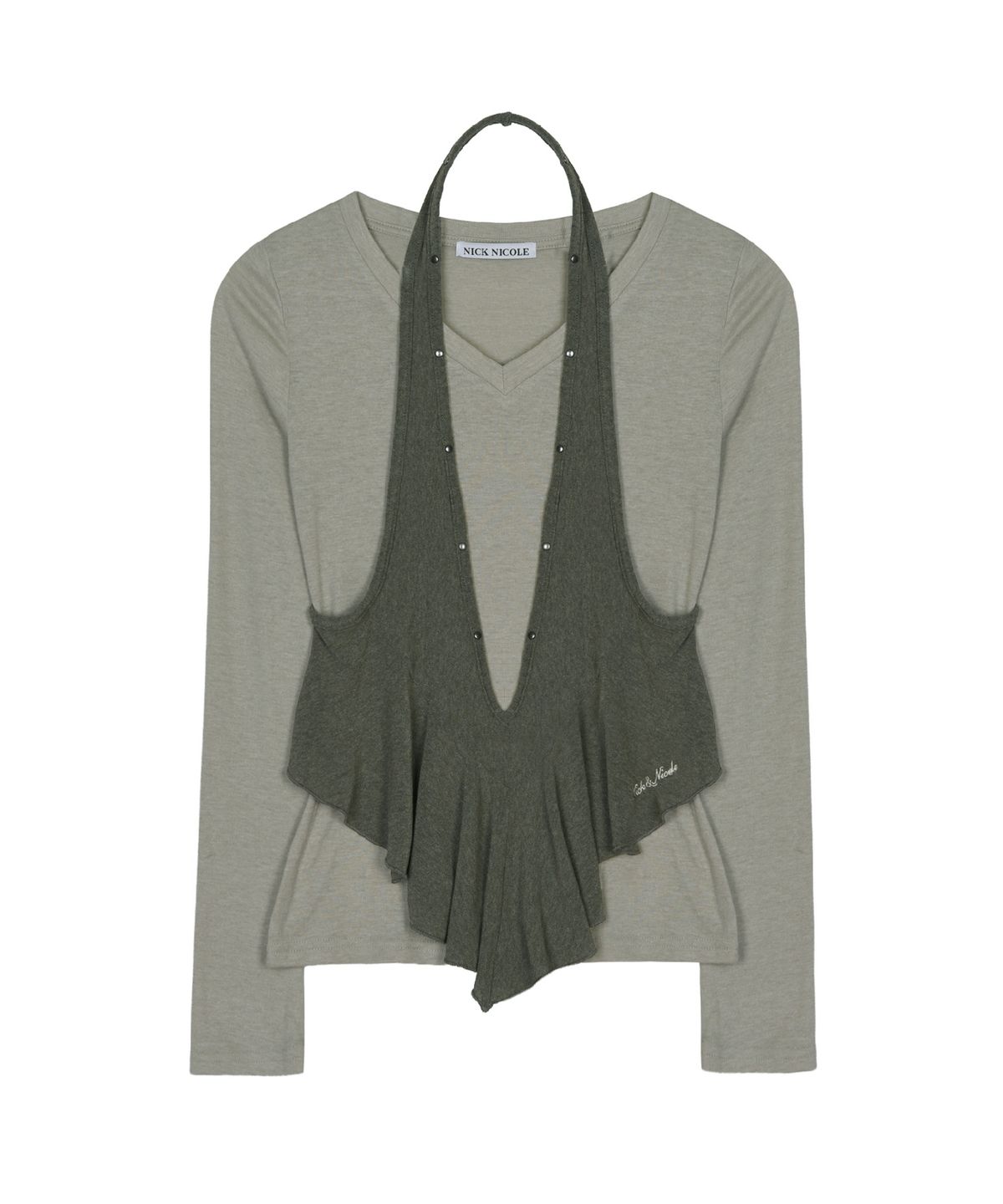 닉앤니콜(NICK&NICOLE) HALTER LAYERED TOP_KHAKI