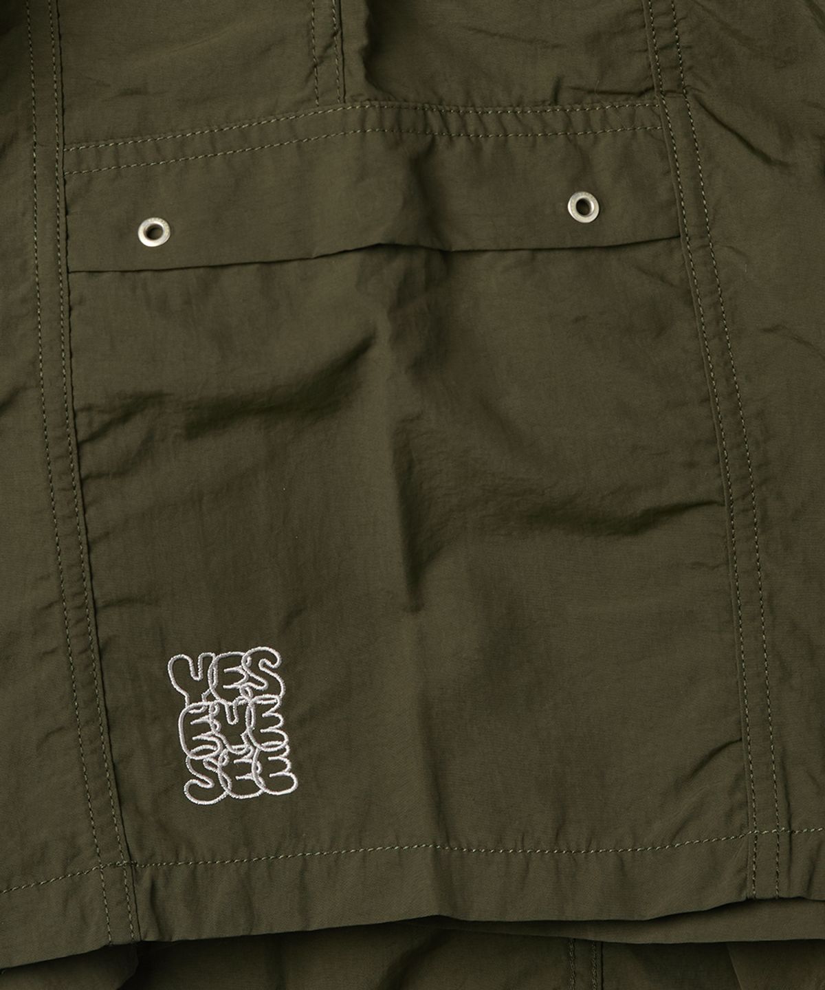 예스아이씨(YESEYESEE) Paneled Nylon Shorts Olive