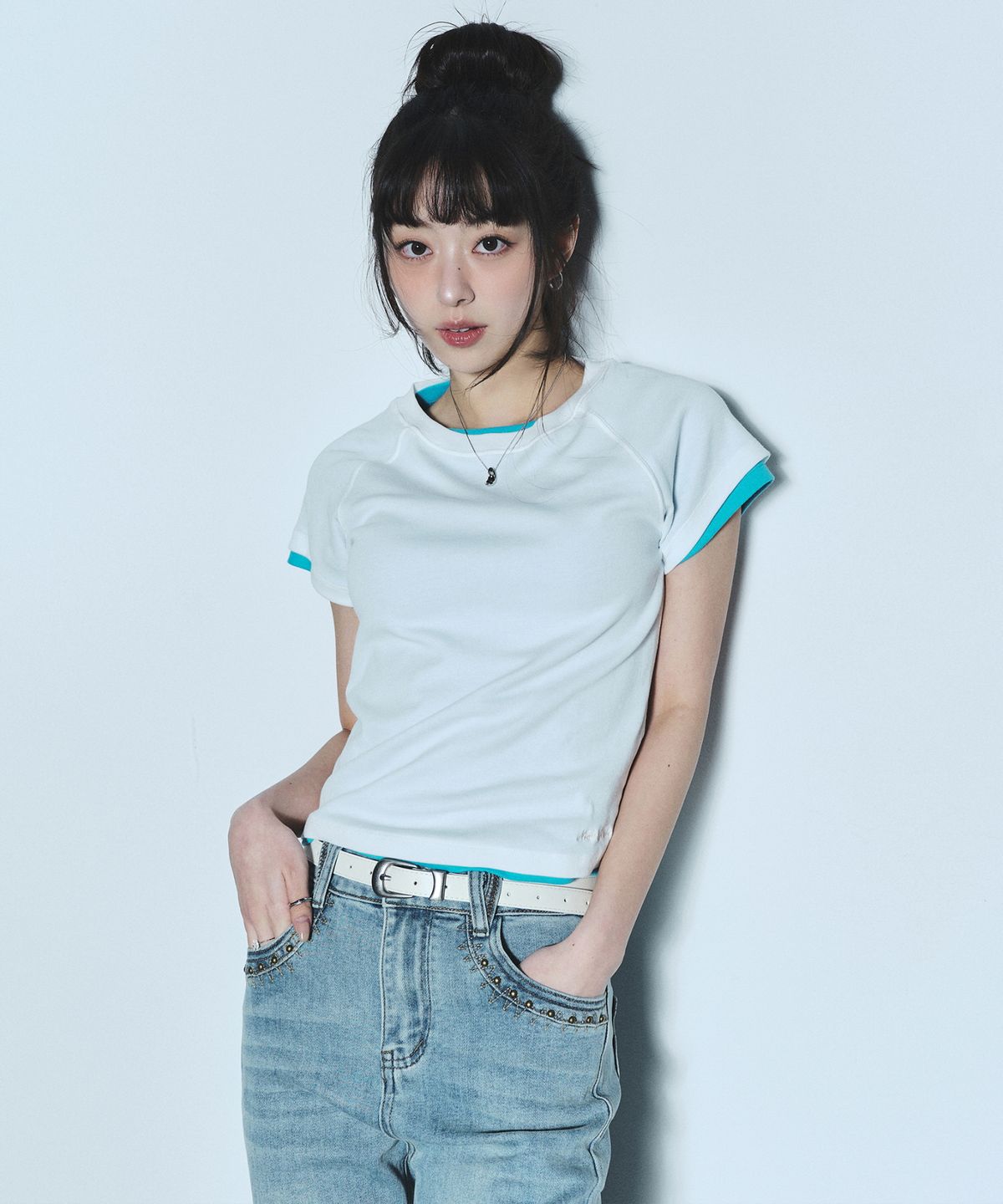 닉앤니콜(NICK&NICOLE) STUD BOOTSCUT DENIM PANTS_BLUE