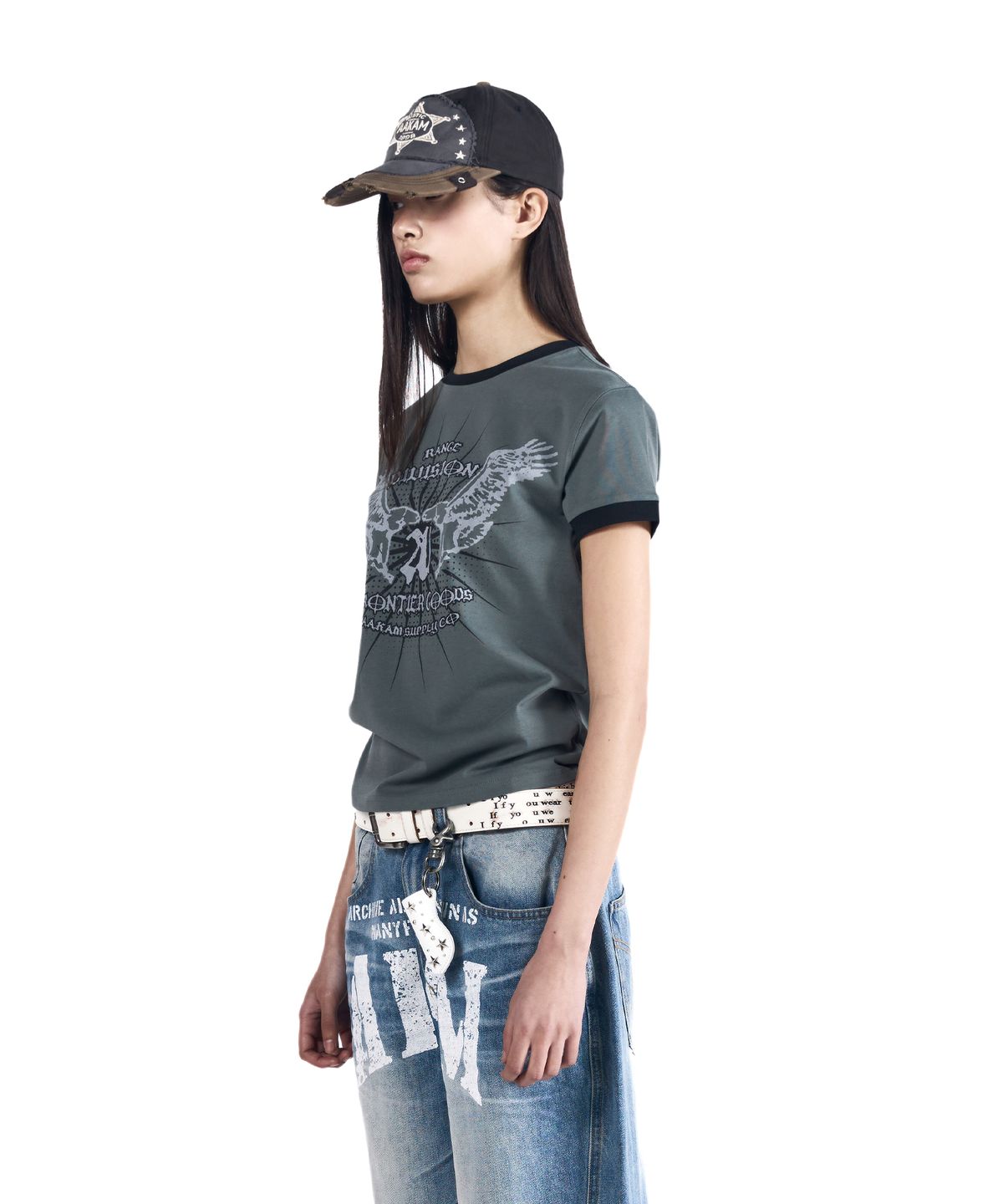 아캄(AAKAM) VTG Eagle Ringer Top (Gray)