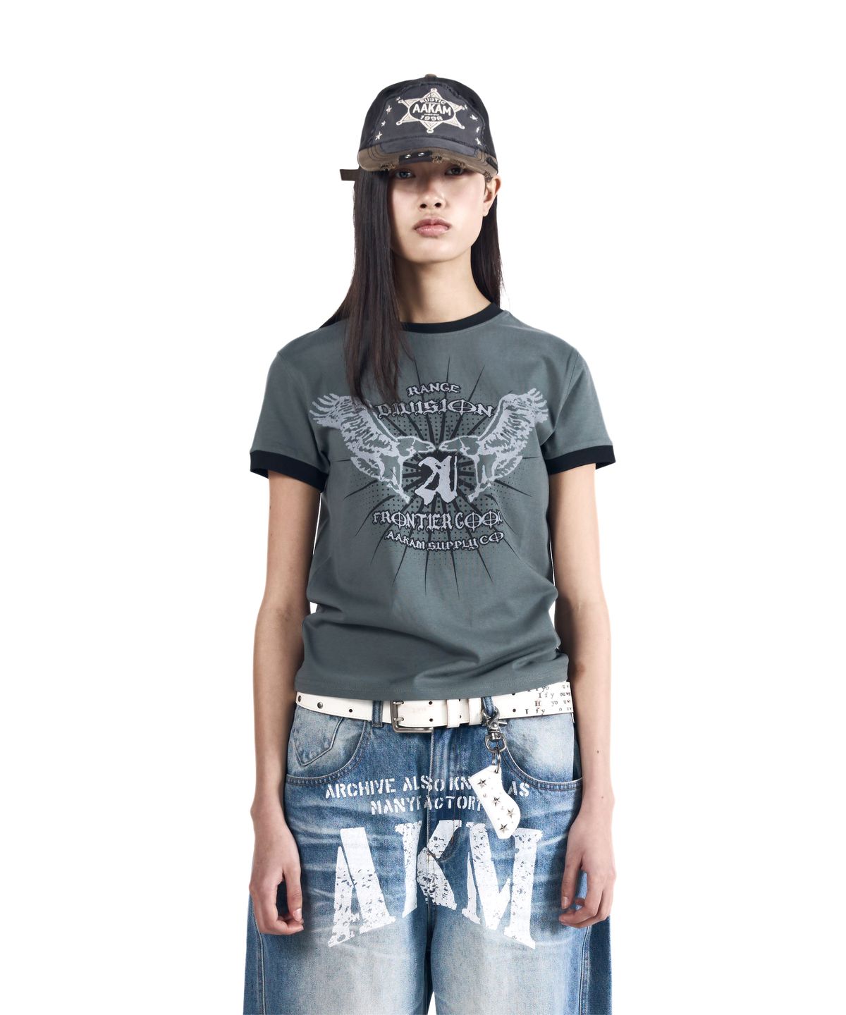 아캄(AAKAM) VTG Eagle Ringer Top (Gray)