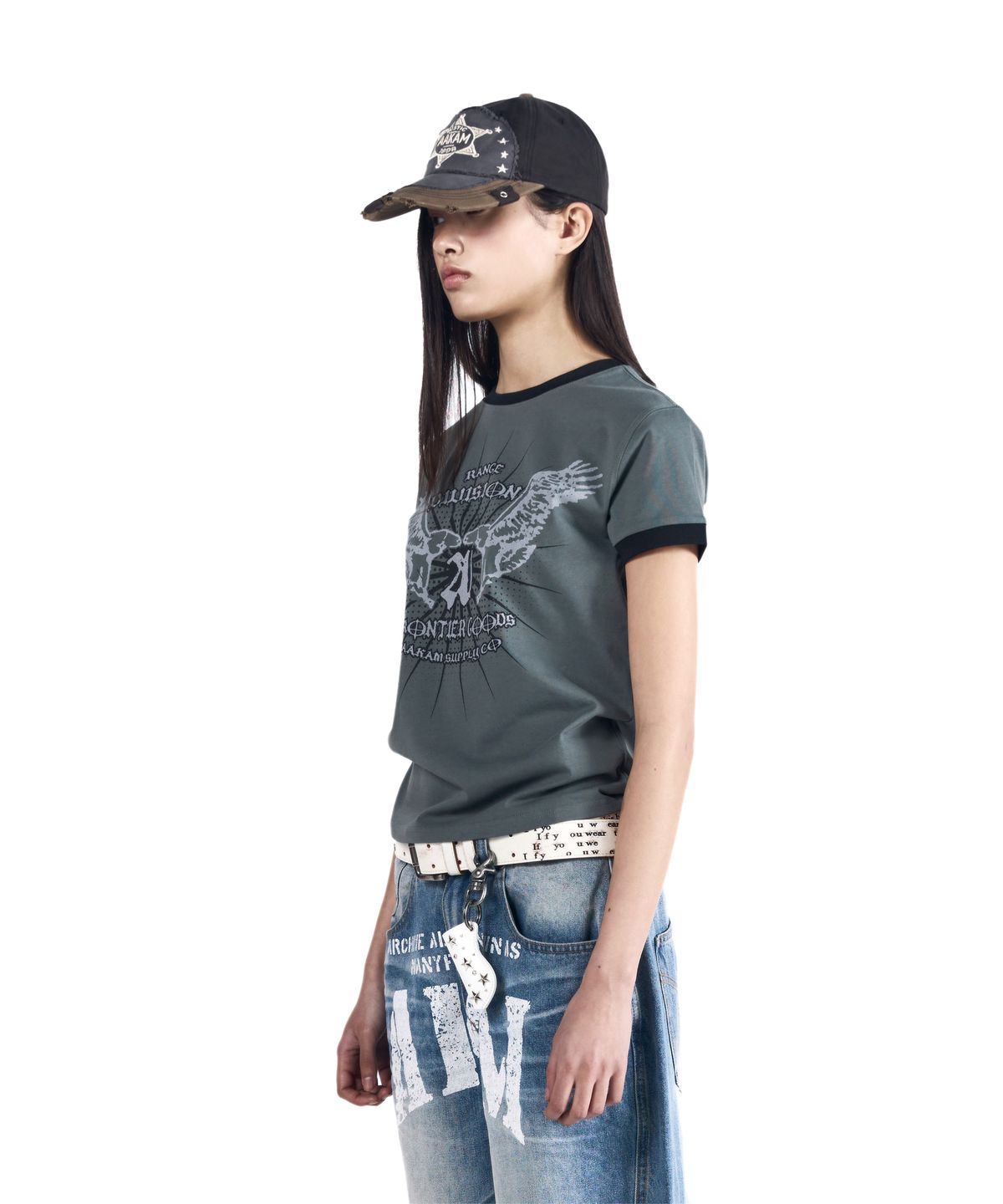 아캄(AAKAM) VTG Eagle Ringer Top (Gray)