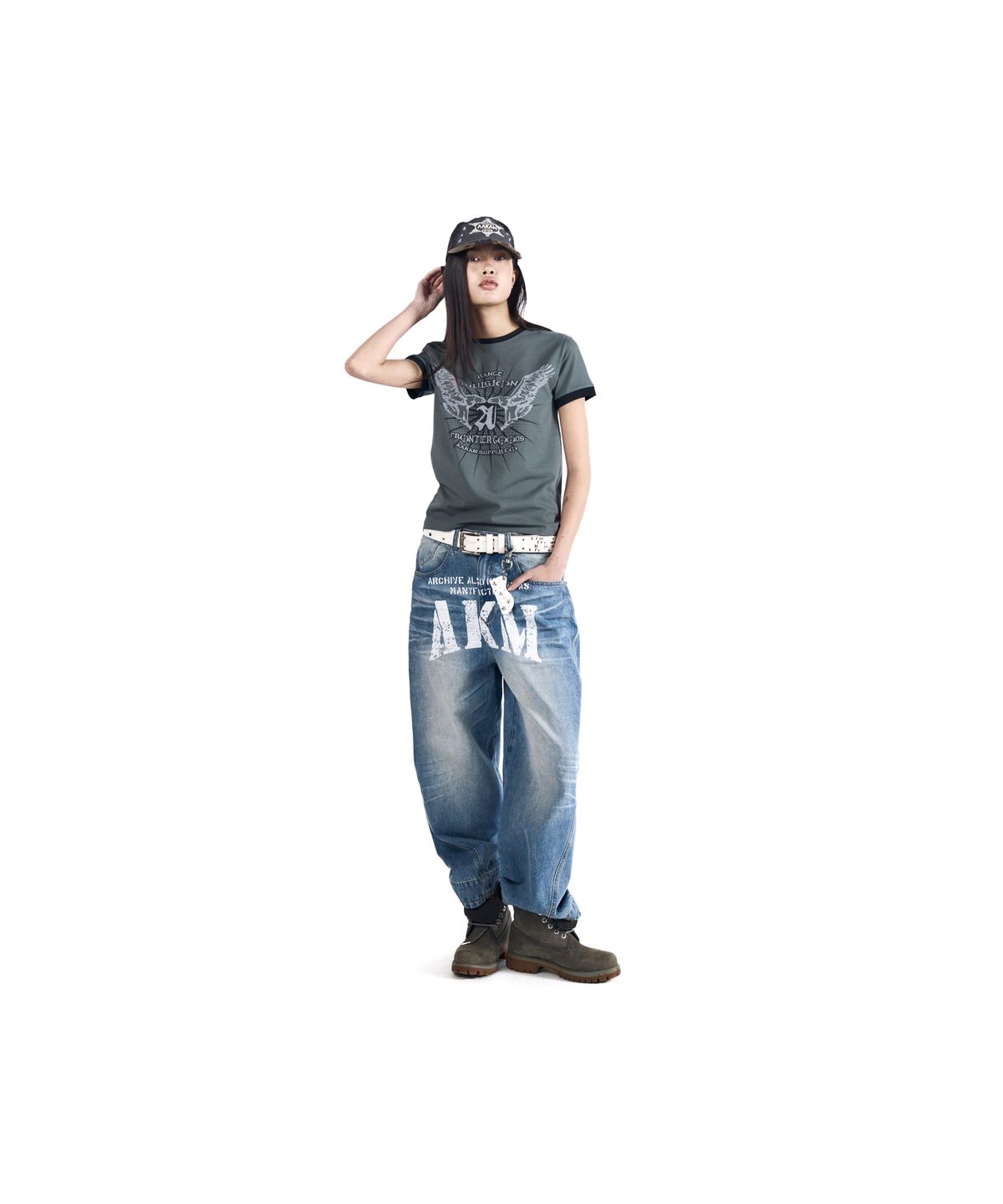 아캄(AAKAM) VTG Eagle Ringer Top (Gray)