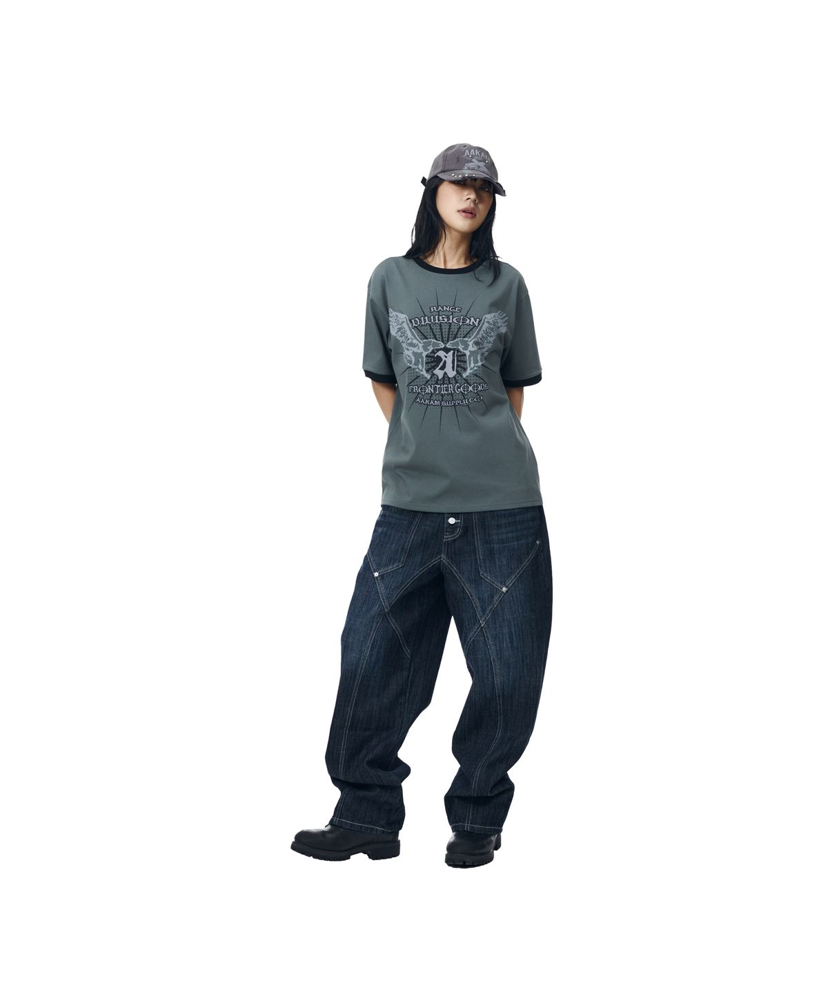아캄(AAKAM) VTG Eagle Ringer Top (Gray)