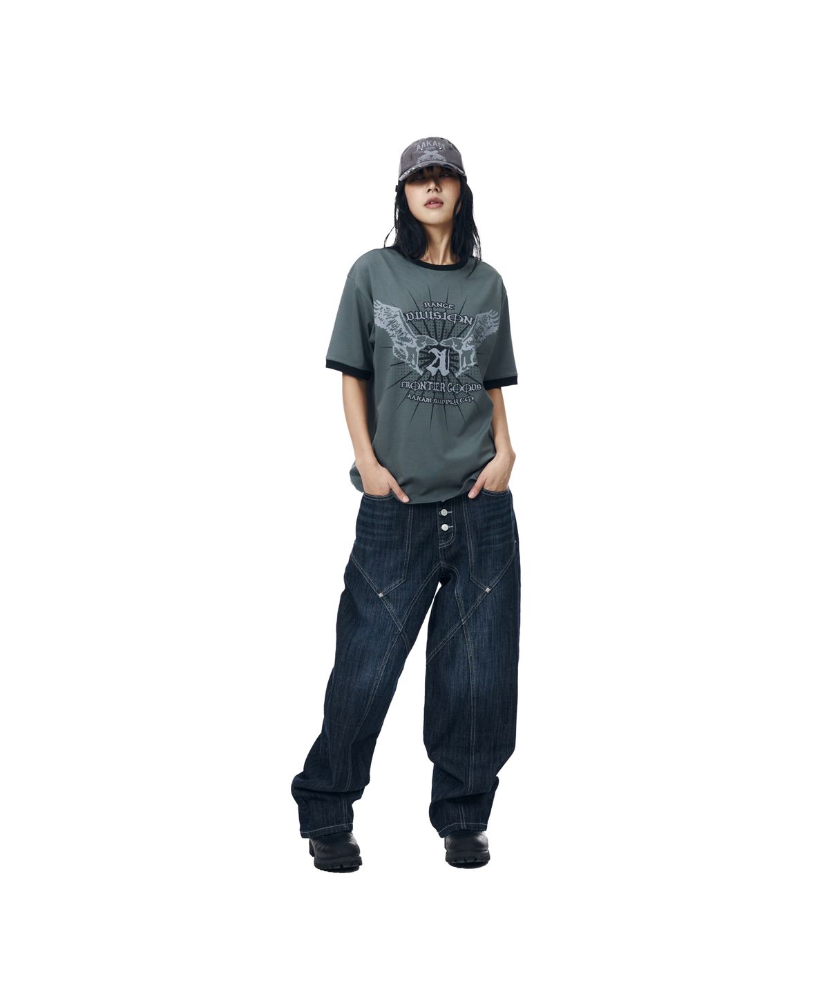 아캄(AAKAM) VTG Eagle Ringer Top (Gray)