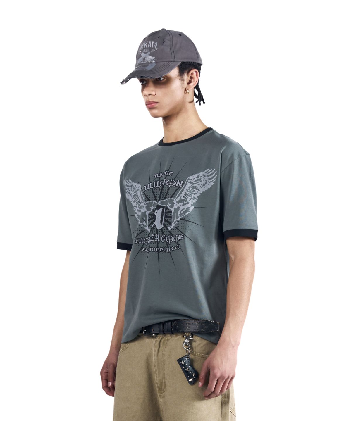 아캄(AAKAM) VTG Eagle Ringer Top (Gray)