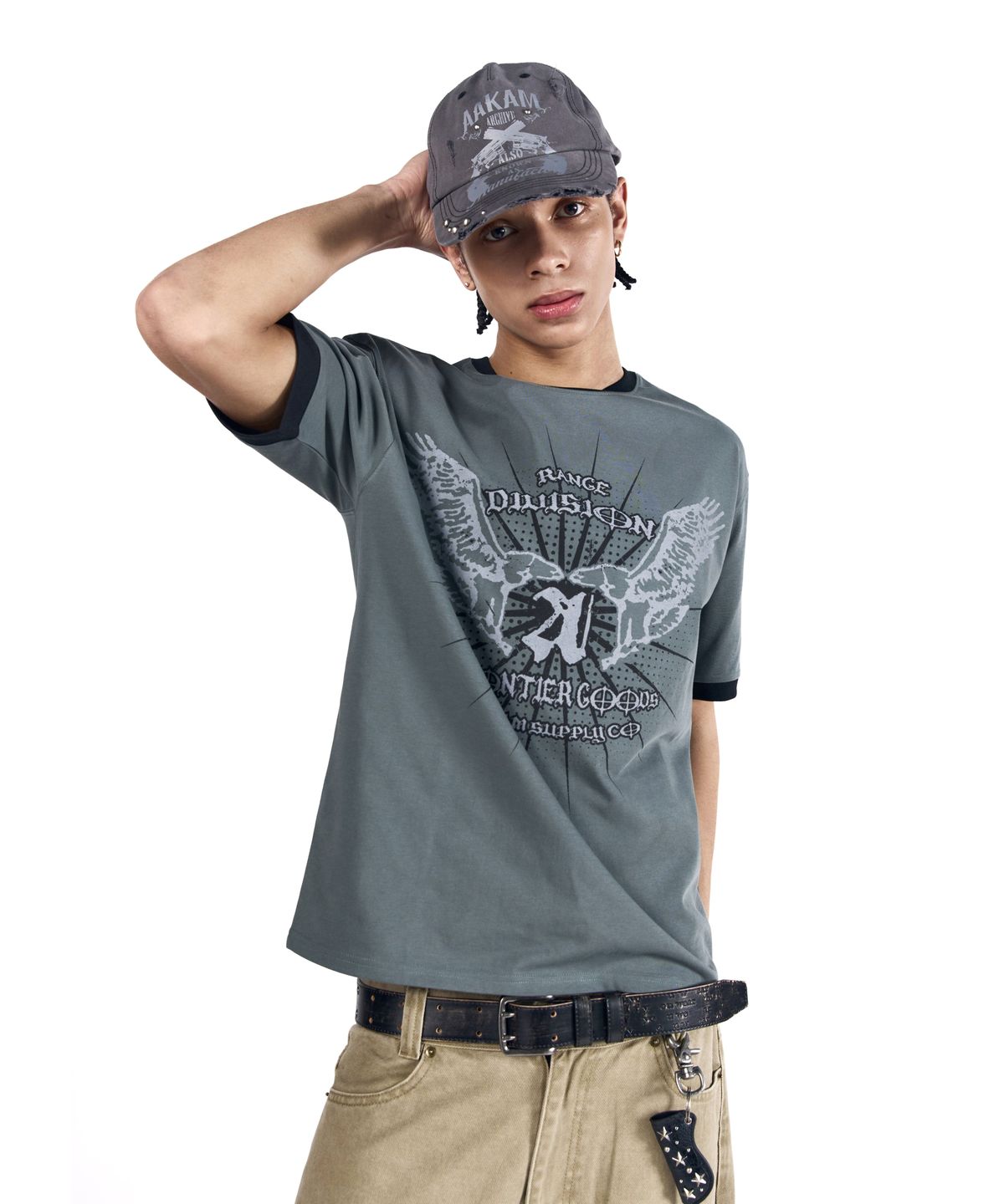 아캄(AAKAM) VTG Eagle Ringer Top (Gray)