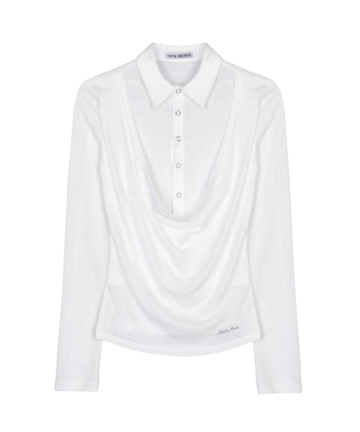 닉앤니콜(NICK&NICOLE) DRAPE COLLAR SLIM TOP_IVORY