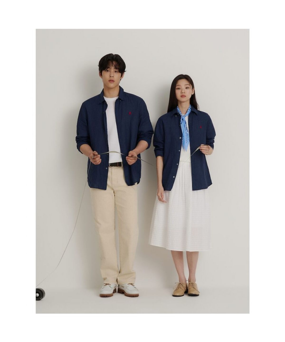 빈폴 멘(BEANPOLE MEN) 남녀공용 리넨 솔리드 셔츠  네이비