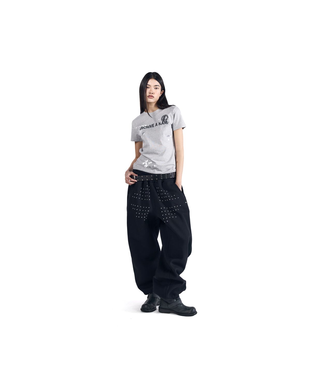 아캄(AAKAM) A Kam Painted Half Top (Gray)