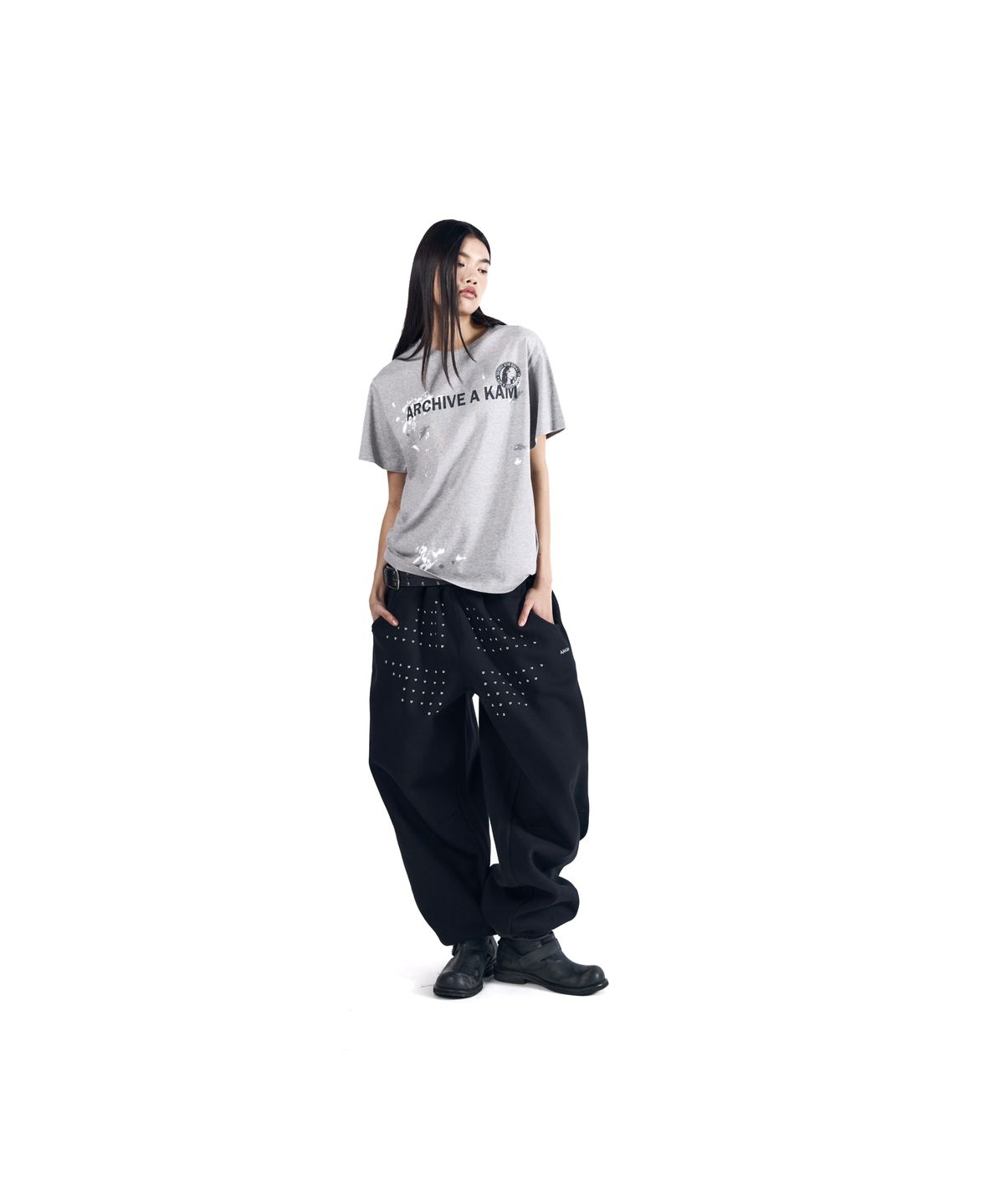 아캄(AAKAM) A Kam Painted Half Top (Gray)