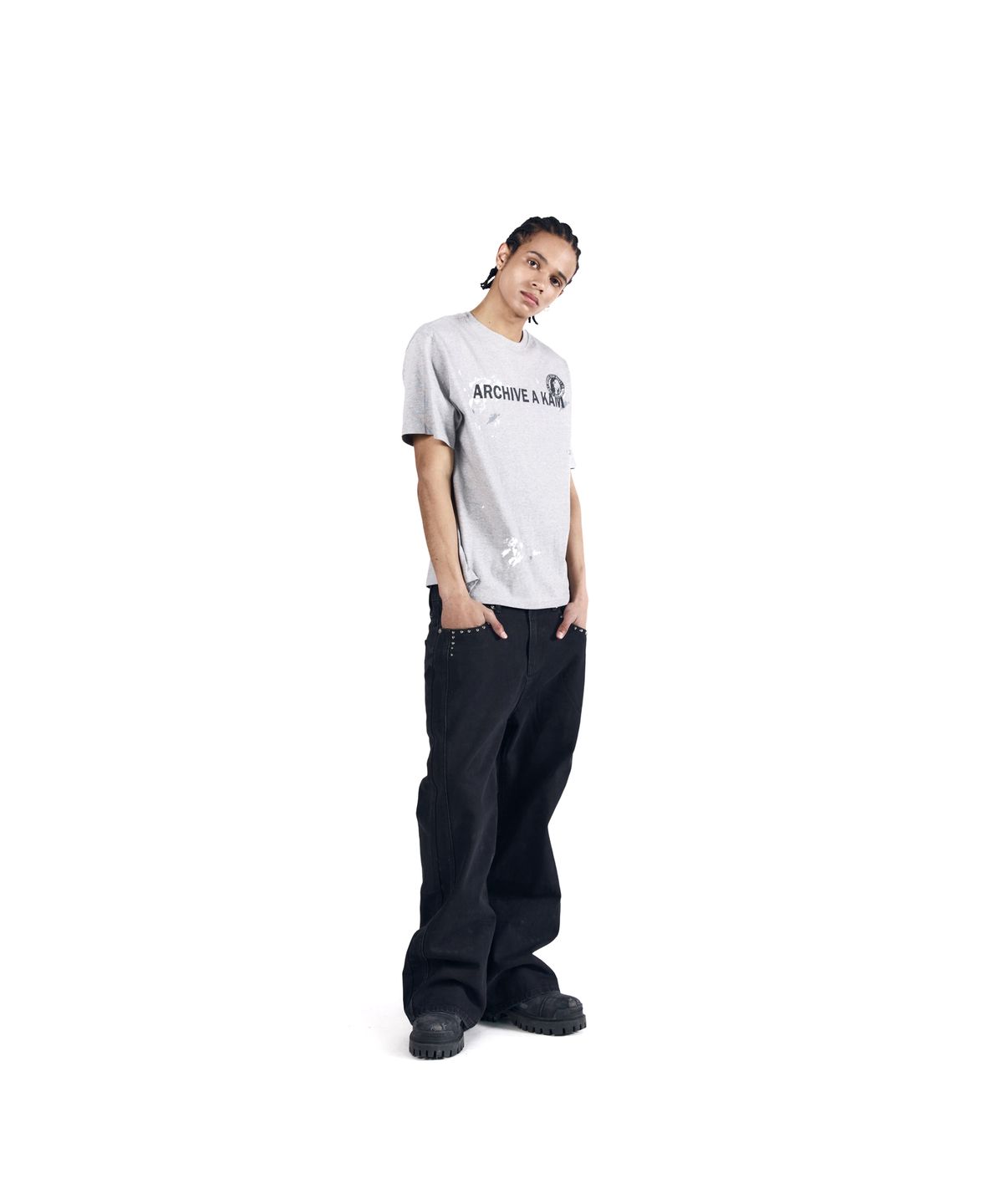 아캄(AAKAM) A Kam Painted Half Top (Gray)