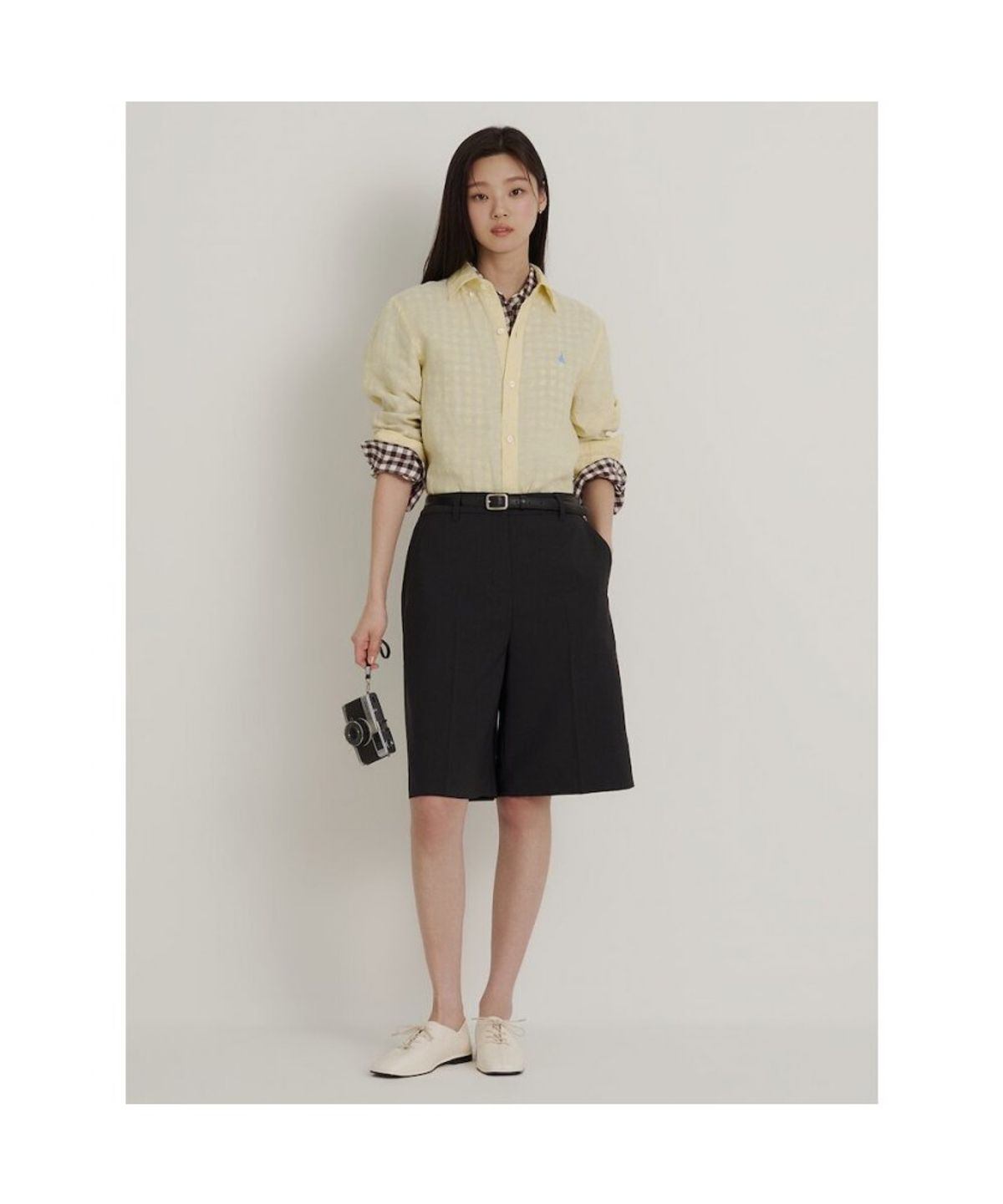 빈폴 멘(BEANPOLE MEN) 남녀공용 리넨 솔리드 셔츠  레몬