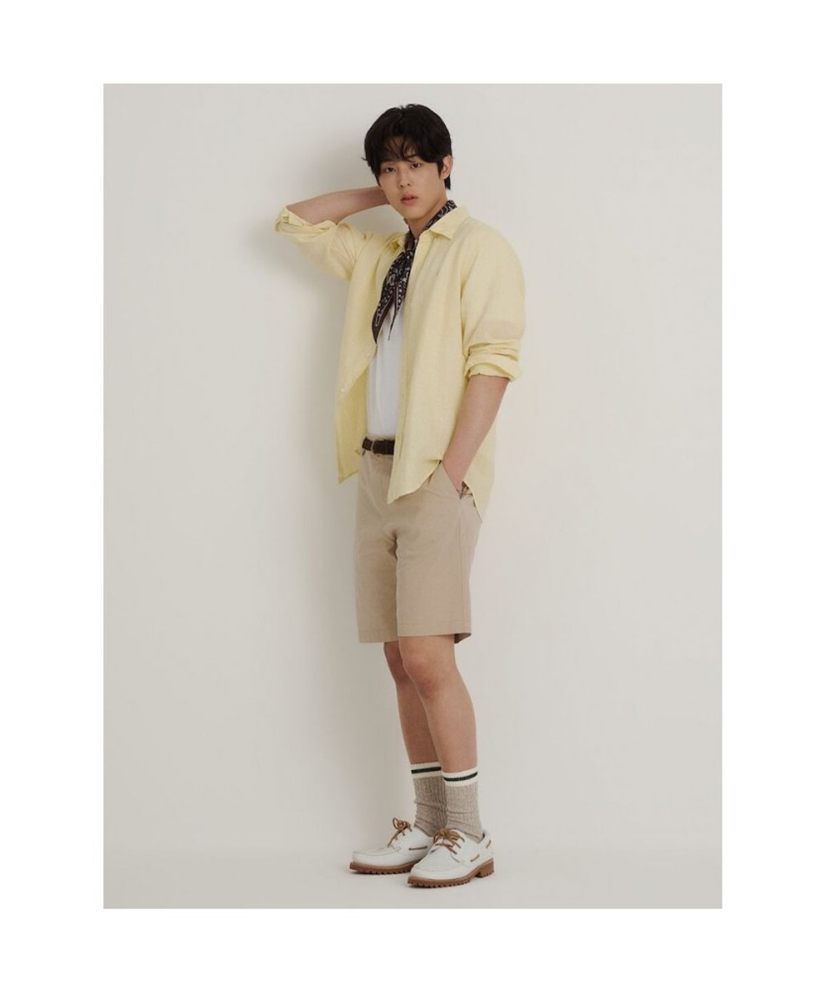 빈폴 멘(BEANPOLE MEN) 남녀공용 리넨 솔리드 셔츠  레몬