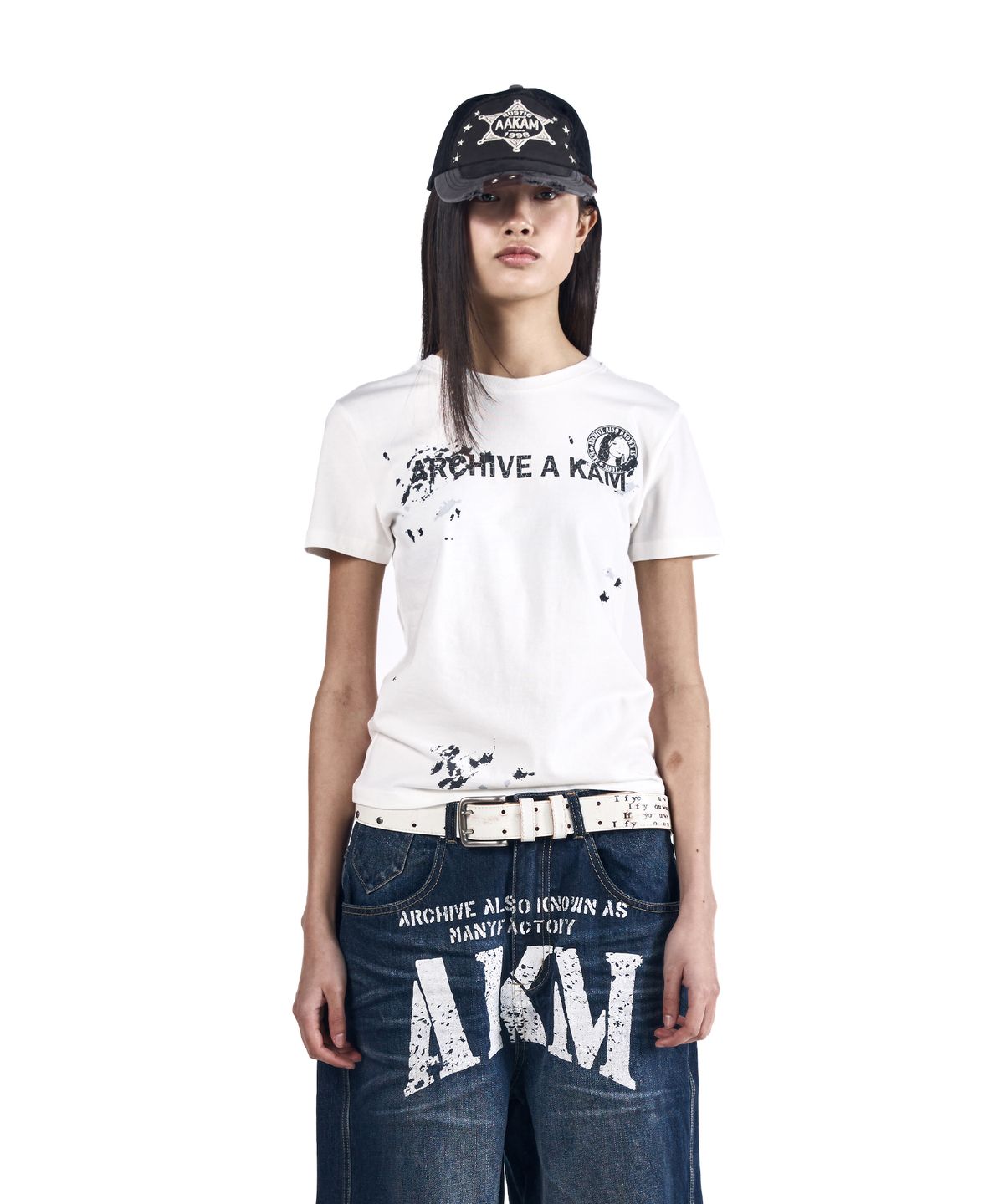 아캄(AAKAM) A Kam Painted Half Top (White)