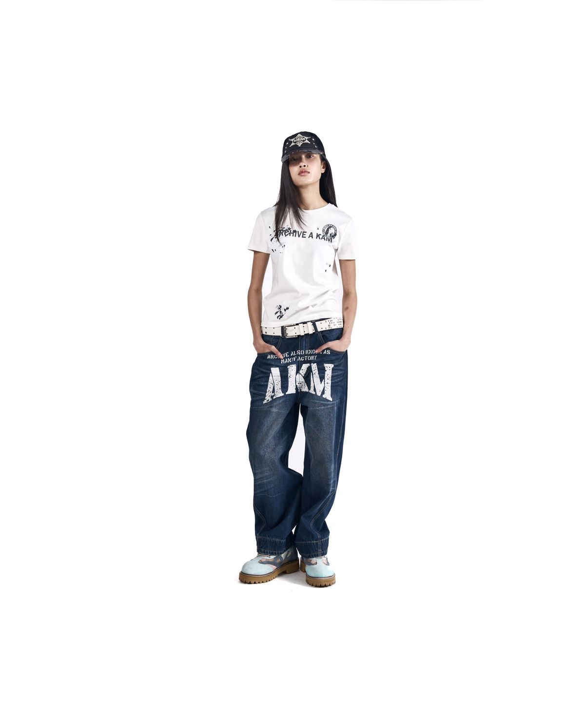 아캄(AAKAM) A Kam Painted Half Top (White)