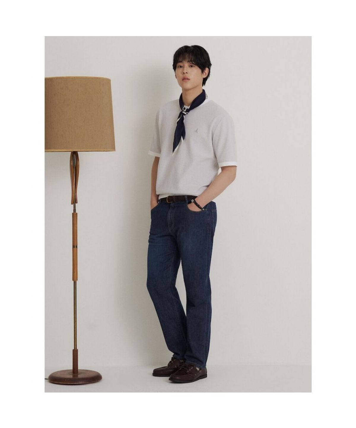 빈폴 멘(BEANPOLE MEN) 투톤 텍스쳐 라운드 니트  라이트 그레이