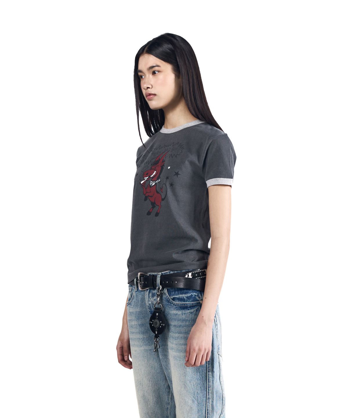 아캄(AAKAM) Bad Horse Ringer Top (Dark Gray)