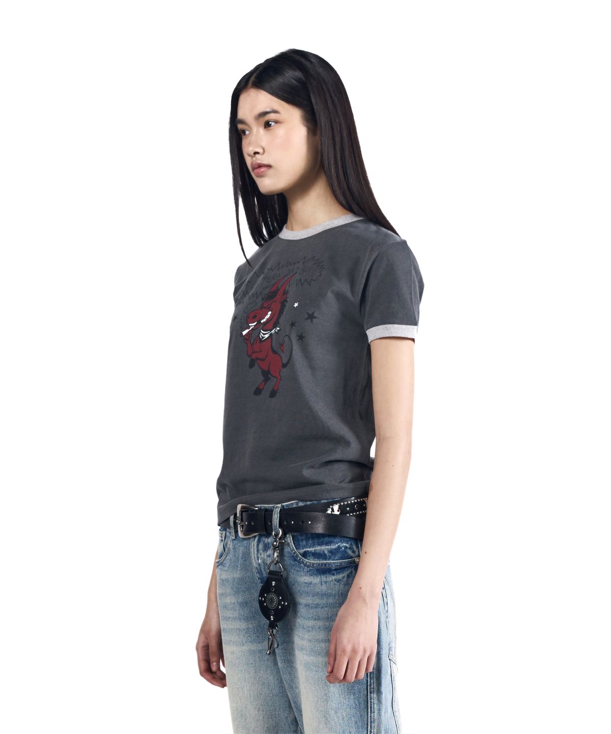 아캄(AAKAM) Bad Horse Ringer Top (Dark Gray)