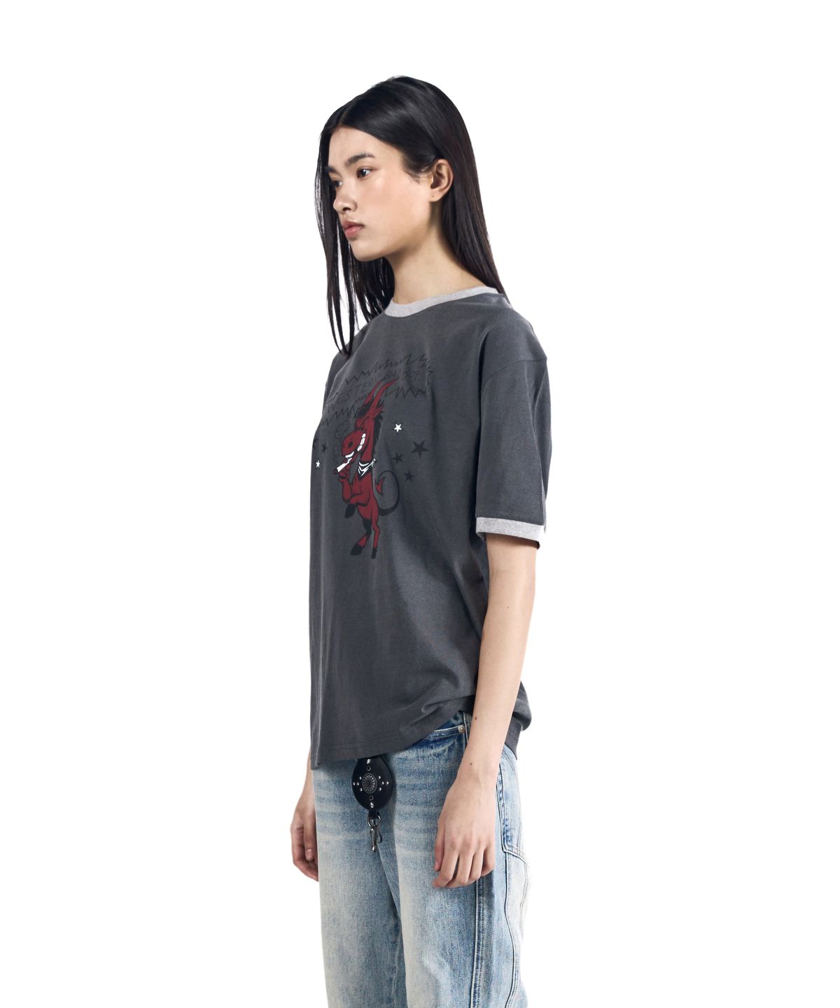 아캄(AAKAM) Bad Horse Ringer Top (Dark Gray)