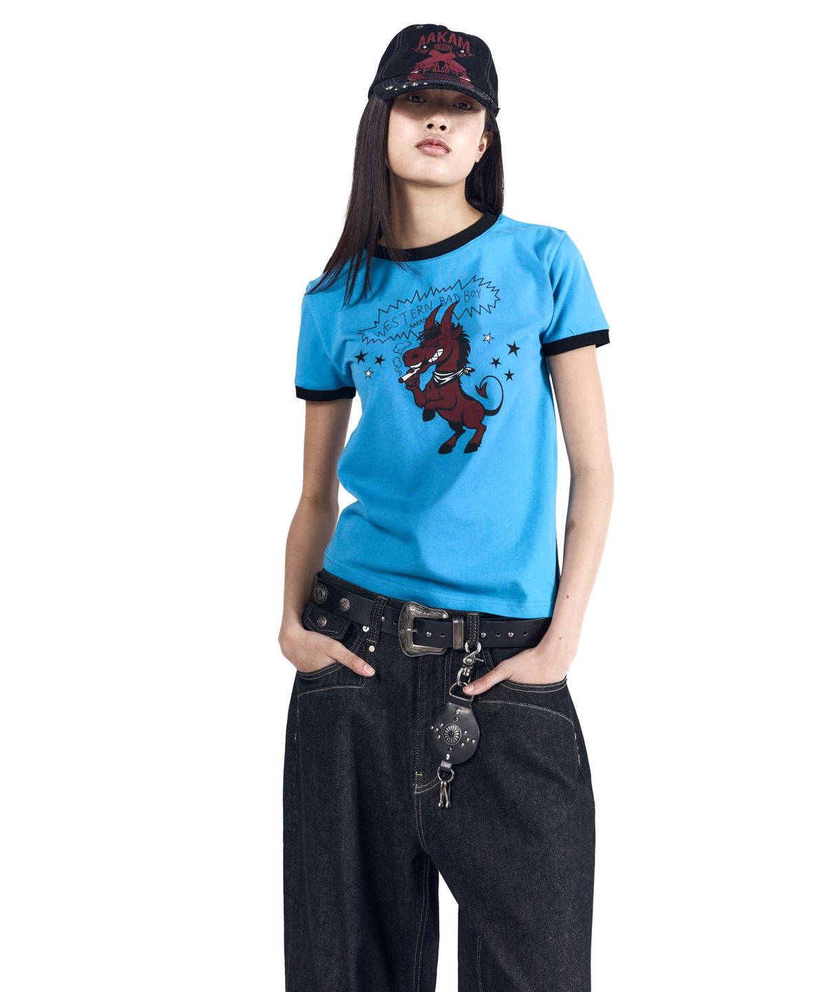 아캄(AAKAM) Bad Horse Ringer Top (Blue)
