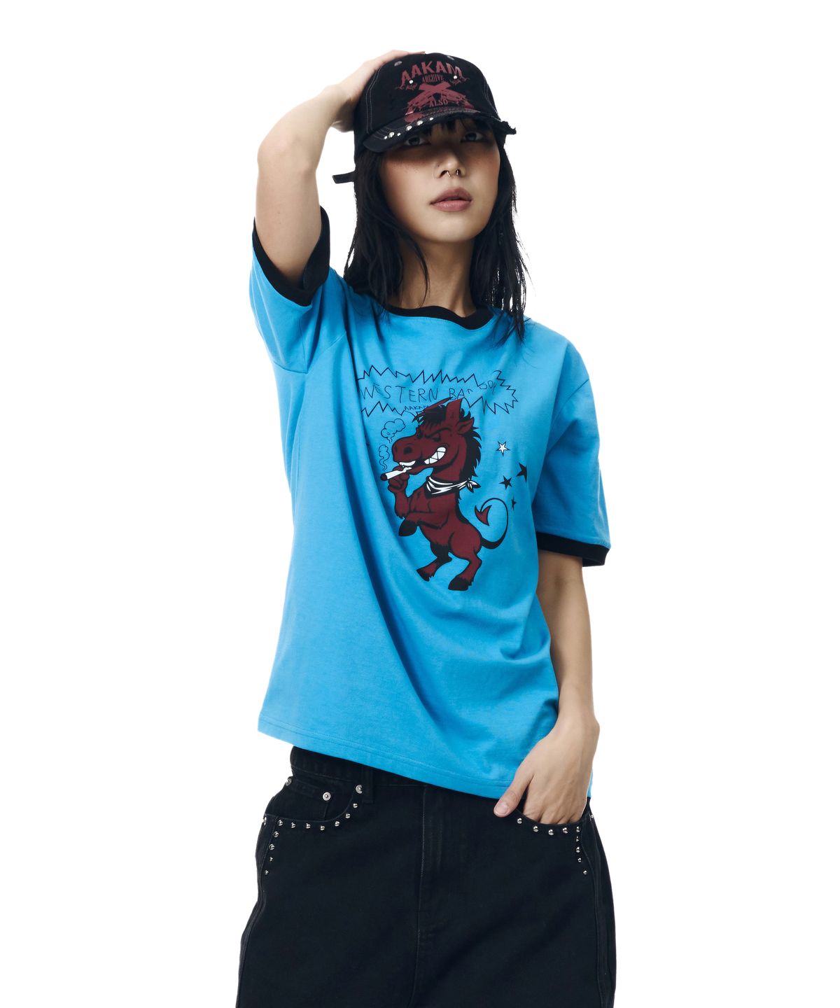 아캄(AAKAM) Bad Horse Ringer Top (Blue)
