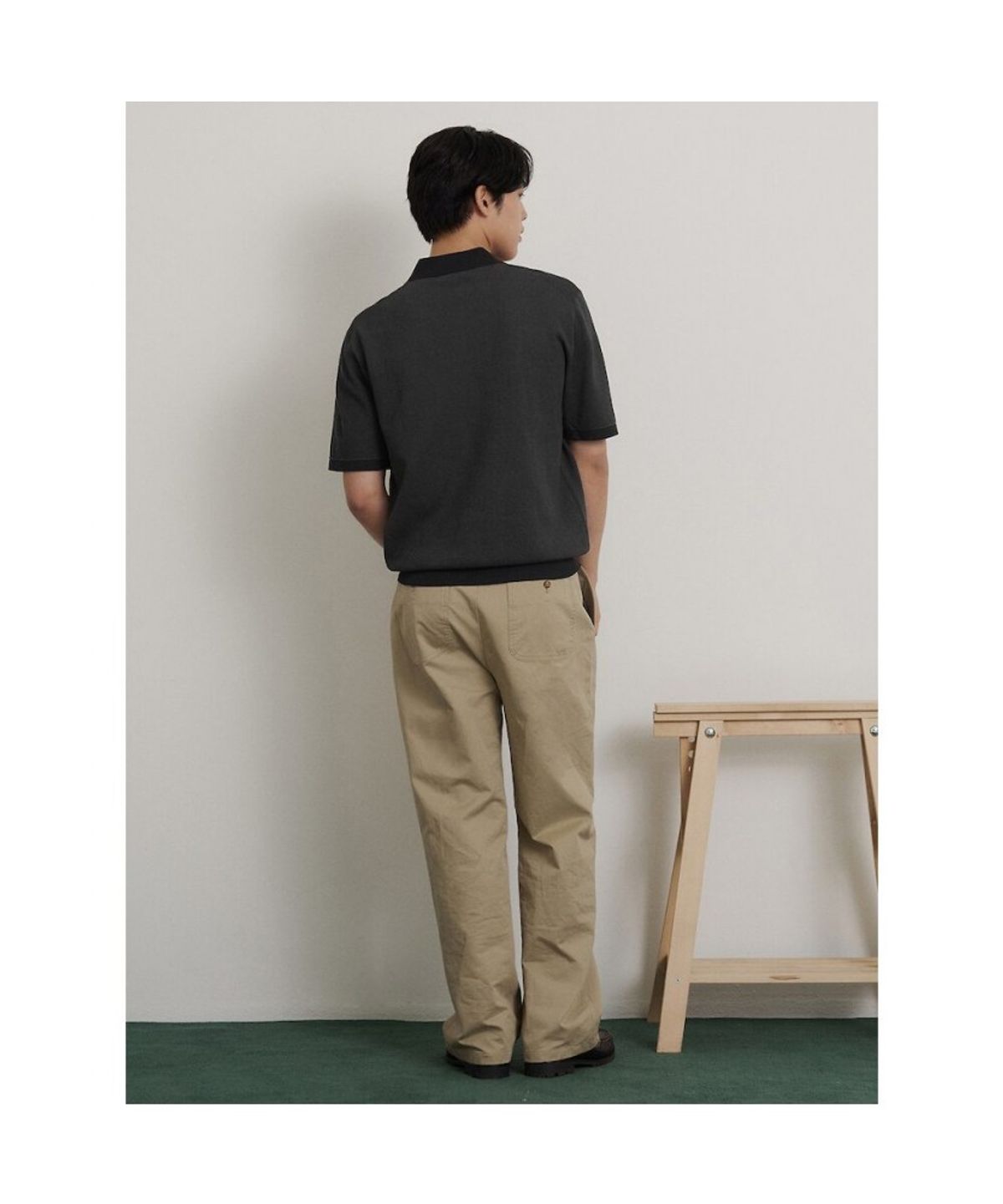 빈폴 멘(BEANPOLE MEN) 투톤 텍스쳐 칼라넥 니트  블랙