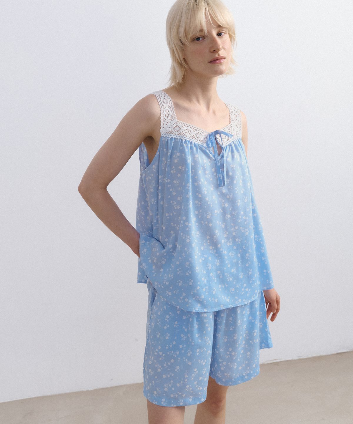 조스라운지(JO'S LOUNGE) [모달100] (couple) Cloud Short Pajama Set + Lace Two-piece