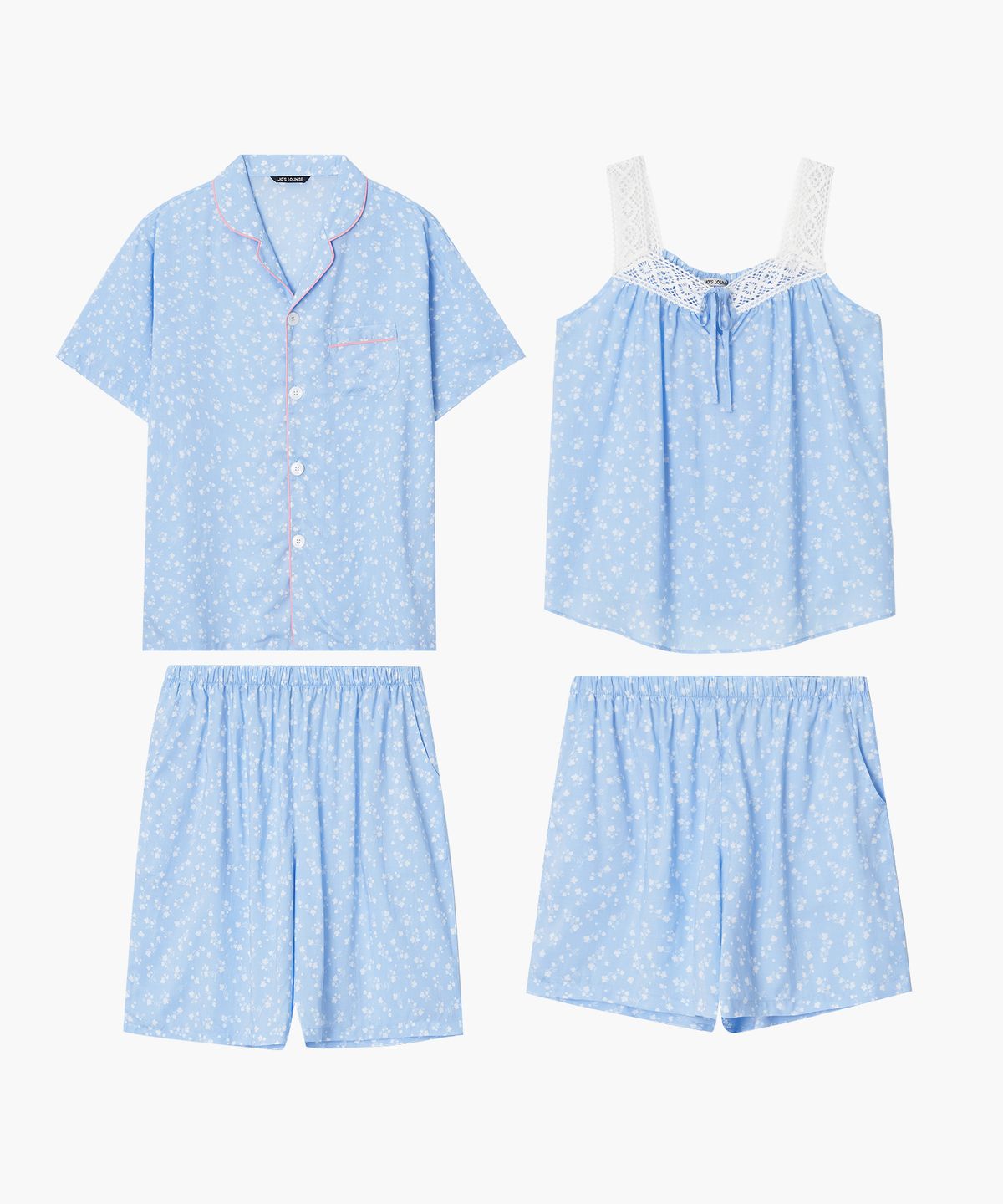 조스라운지(JO'S LOUNGE) [모달100] (couple) Cloud Short Pajama Set + Lace Two-piece