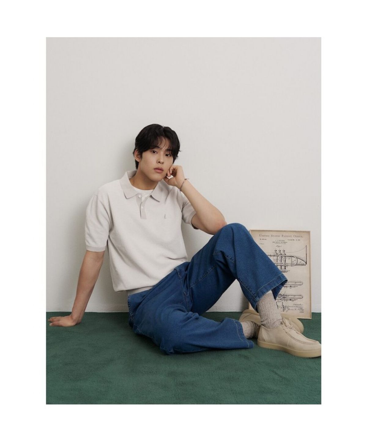 빈폴 멘(BEANPOLE MEN) 투톤 텍스쳐 칼라넥 니트  베이지