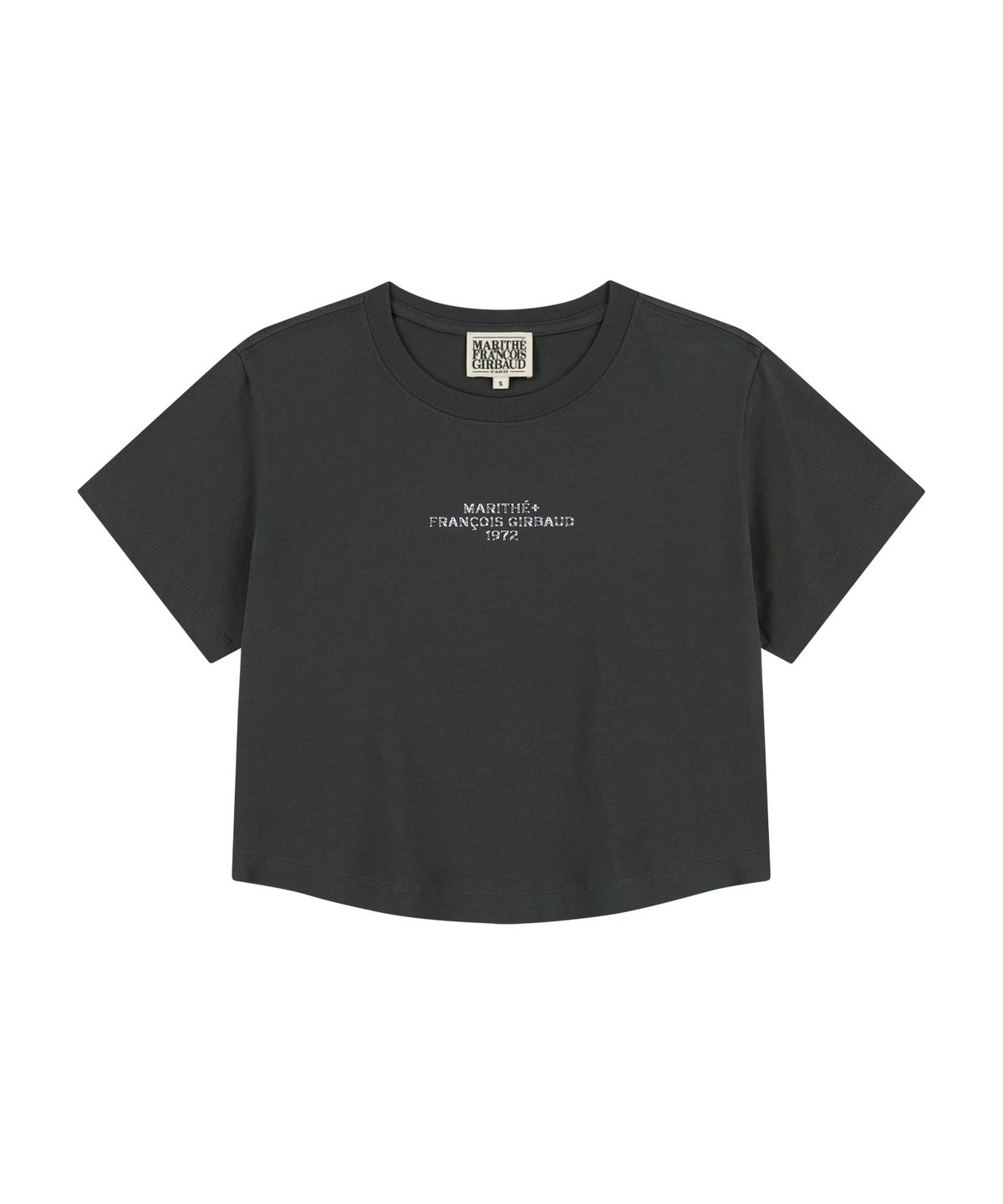 마리떼 프랑소와 저버(MARITHÉ + FRANҪOIS GIRBAUD) W SILVER LETTERING CROP TEE charcoal