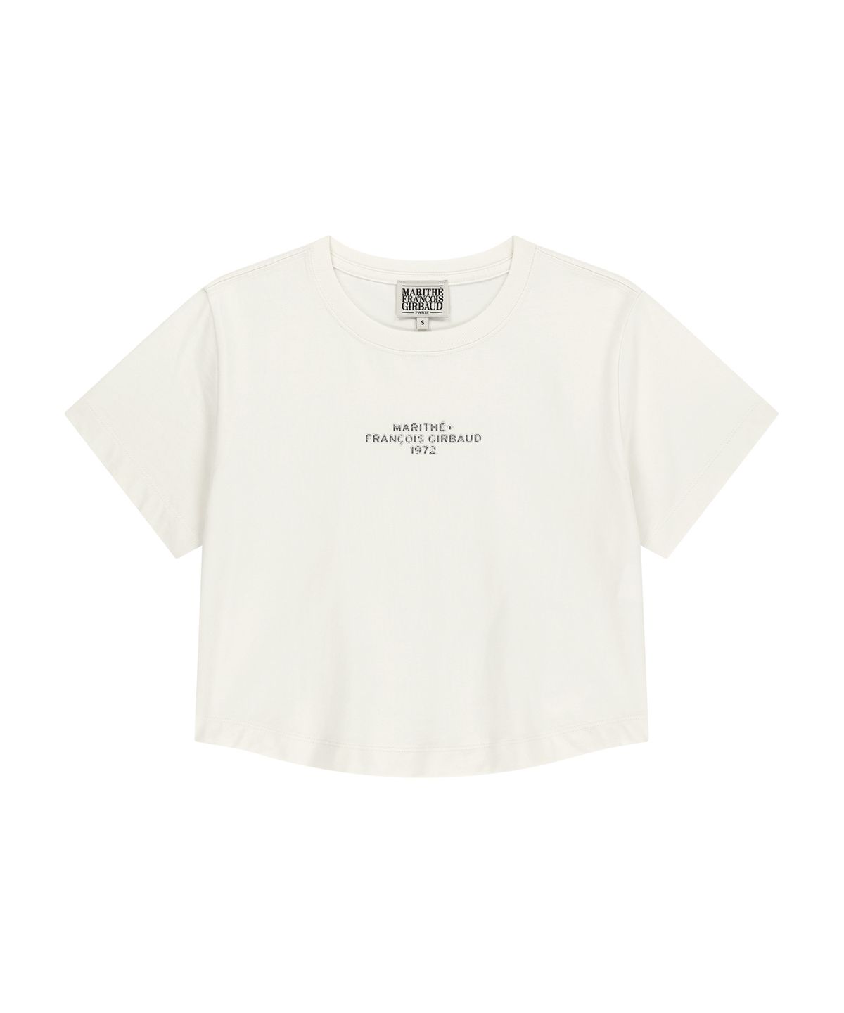 마리떼 프랑소와 저버(MARITHÉ + FRANҪOIS GIRBAUD) W SILVER LETTERING CROP TEE ivory