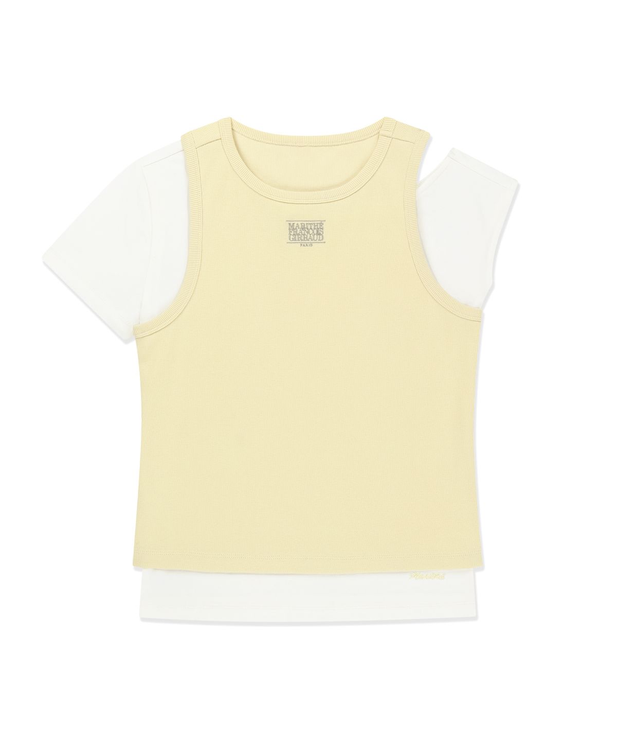 마리떼 프랑소와 저버(MARITHÉ + FRANҪOIS GIRBAUD) W SMALL CLASSIC LOGO ONE SHOULDER LAYERED TEE ivory