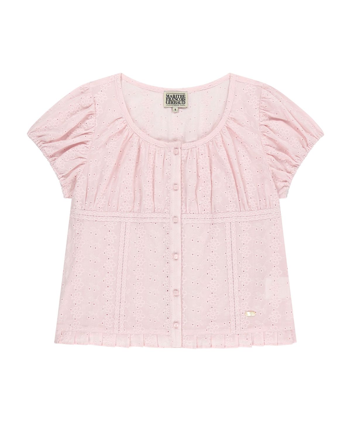 마리떼 프랑소와 저버(MARITHÉ + FRANҪOIS GIRBAUD) W PUFF SLEEVE LACE SHIRT light pink