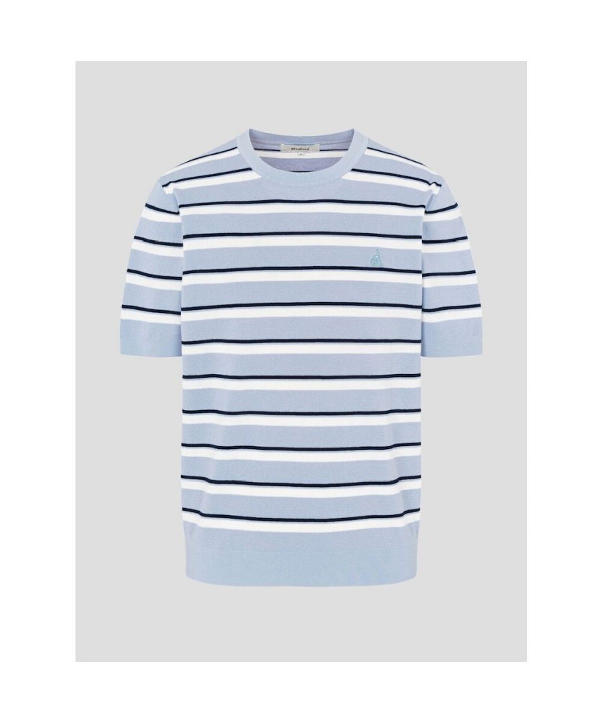 빈폴 멘(BEANPOLE MEN) 스트라이프 라운드 니트  스카이 블루