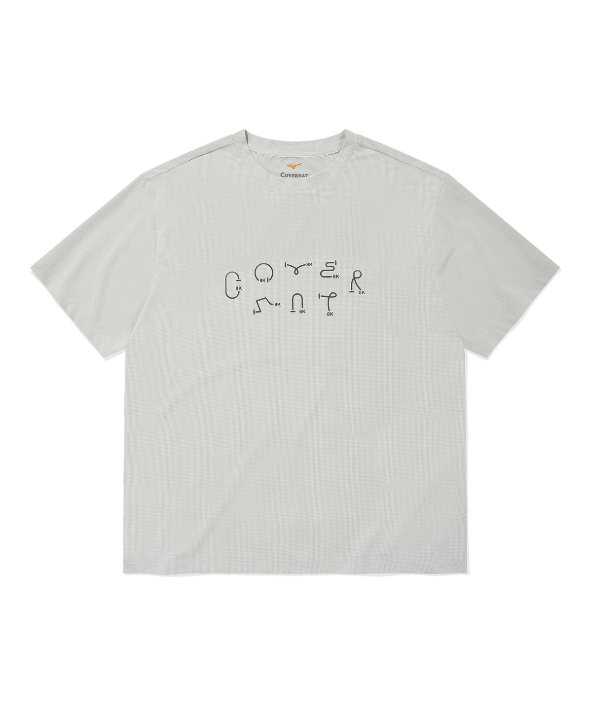 커버낫(COVERNAT) [커버낫 X 미즈노] 소로나 트랙 레터링 그래픽 메쉬 티셔츠 라이트그레이